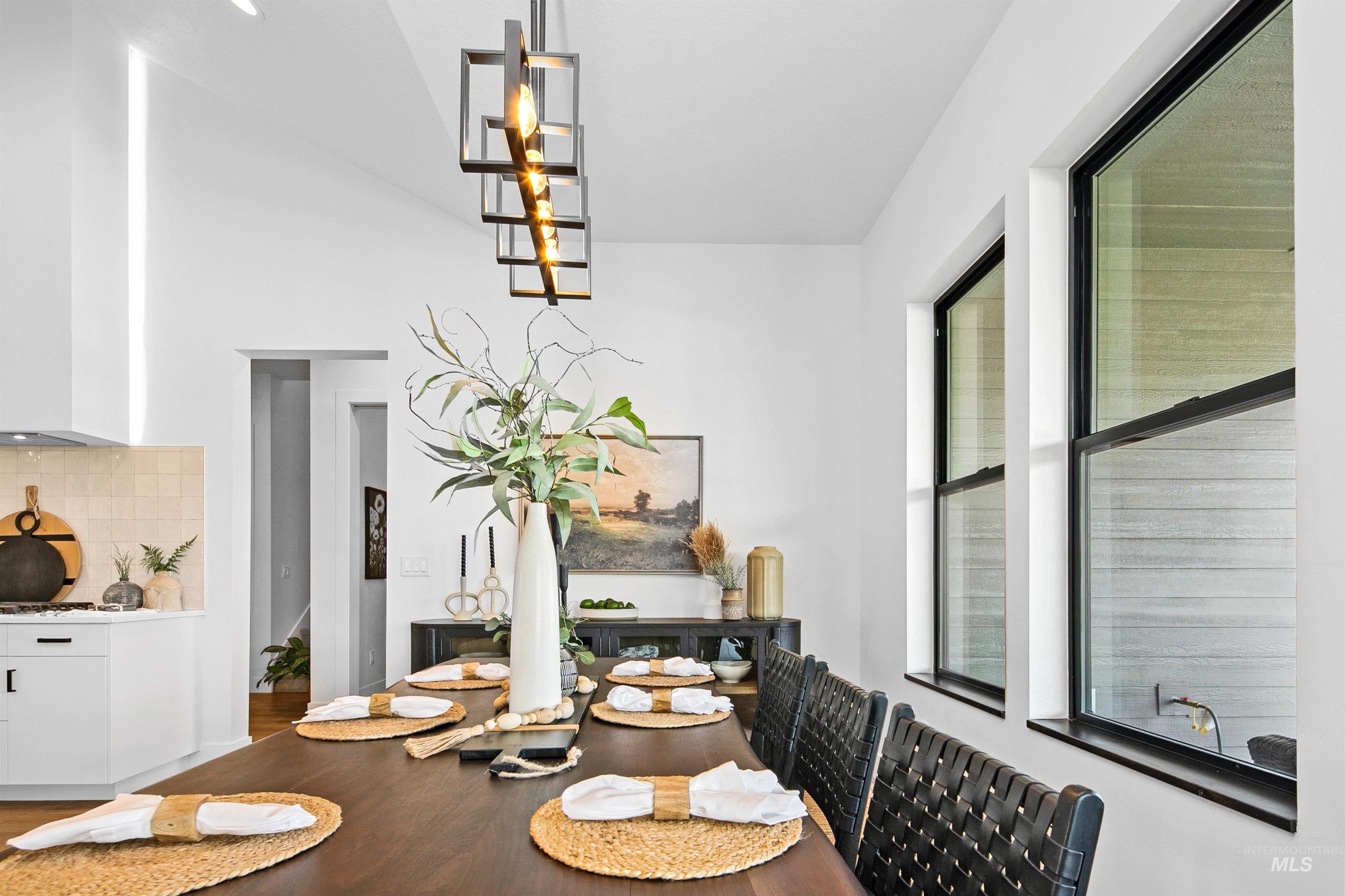 Dining area with wood finished floors