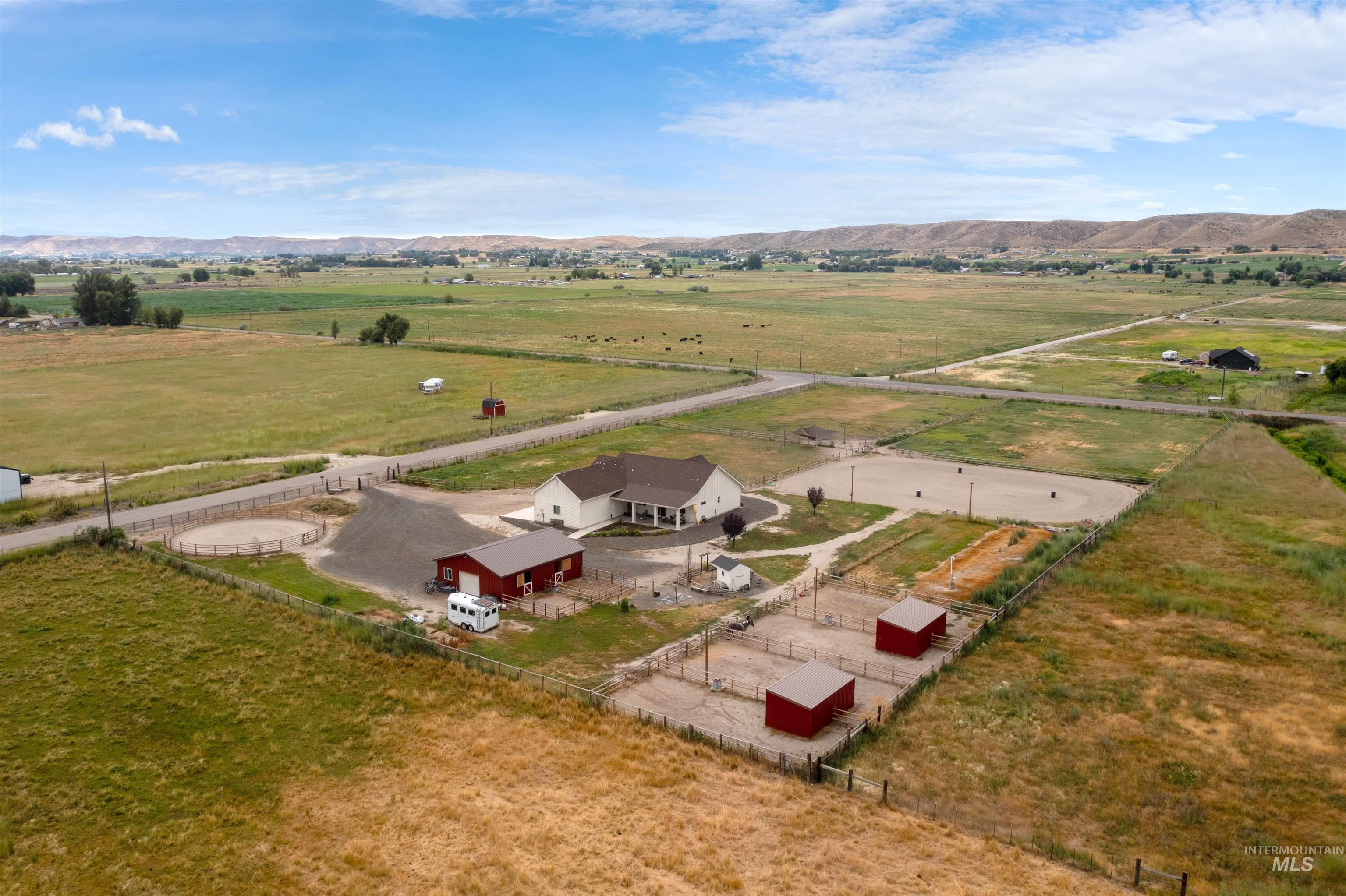 Aerial view of sparsely populated area featuring mountains