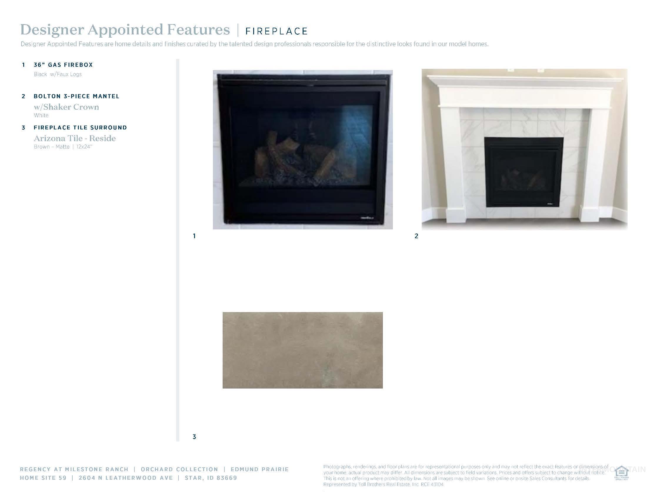 Detailed view of a fireplace and baseboards
