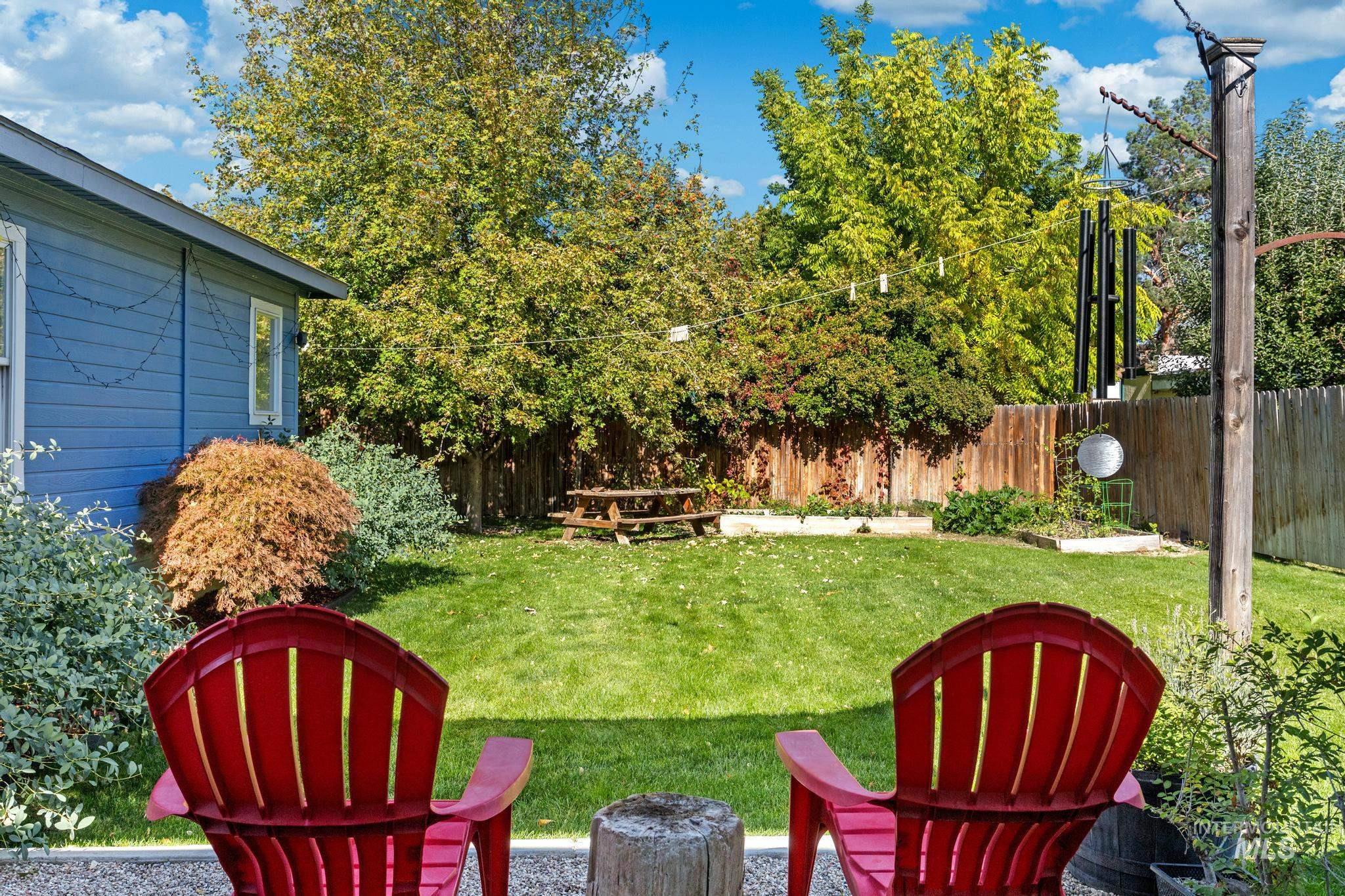 View of fenced backyard