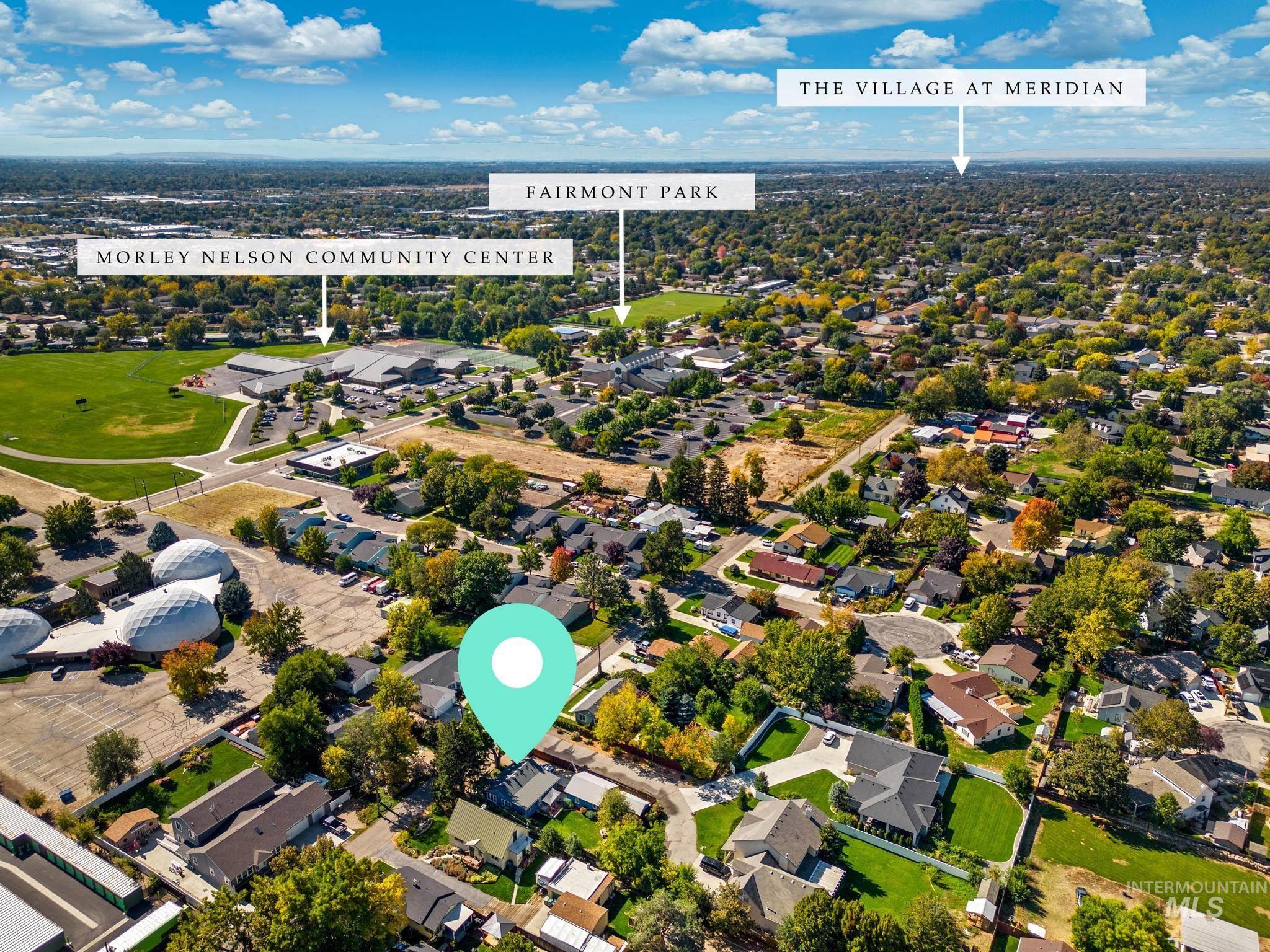 Aerial perspective of suburban area