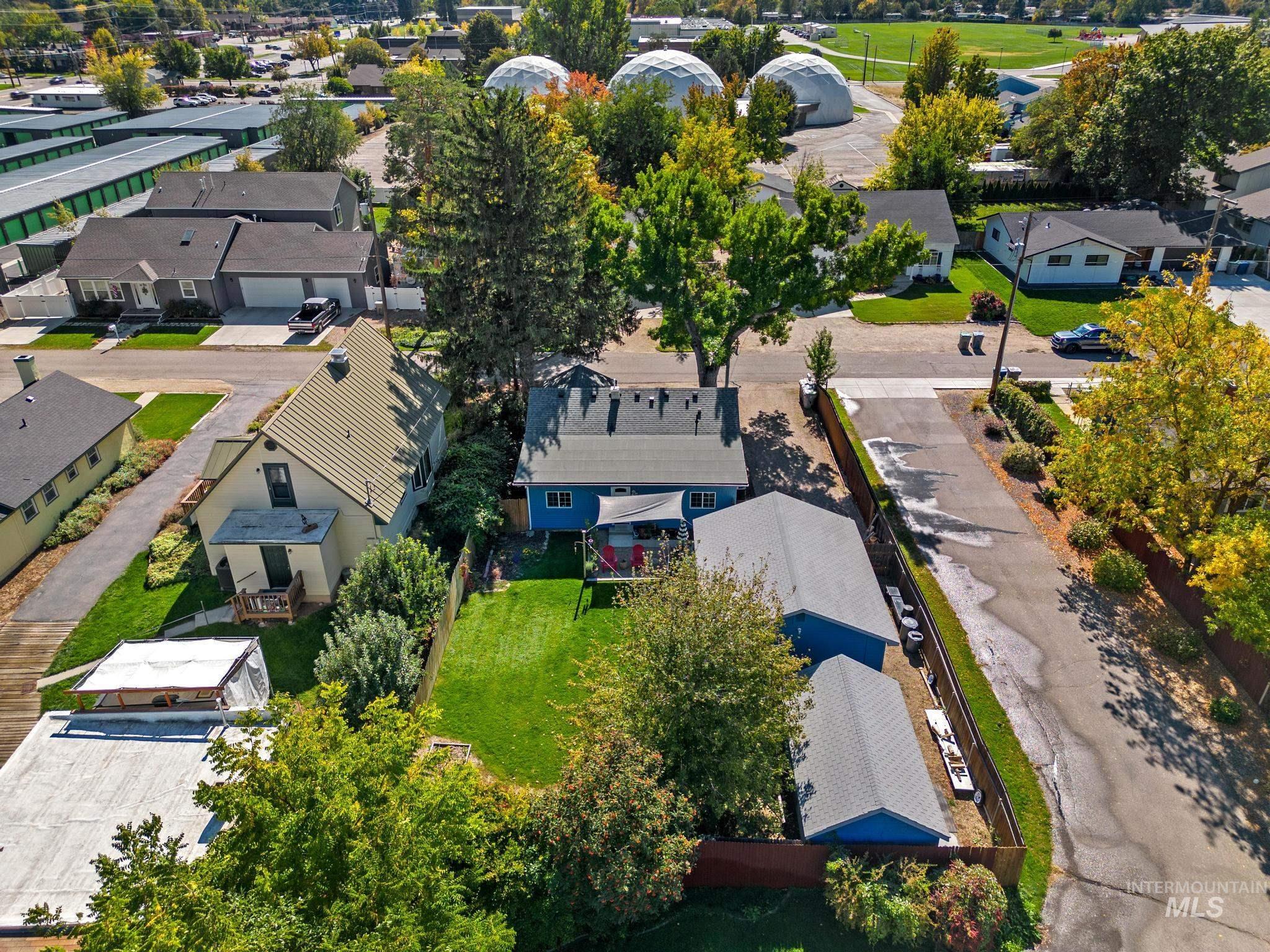 Aerial view of residential area