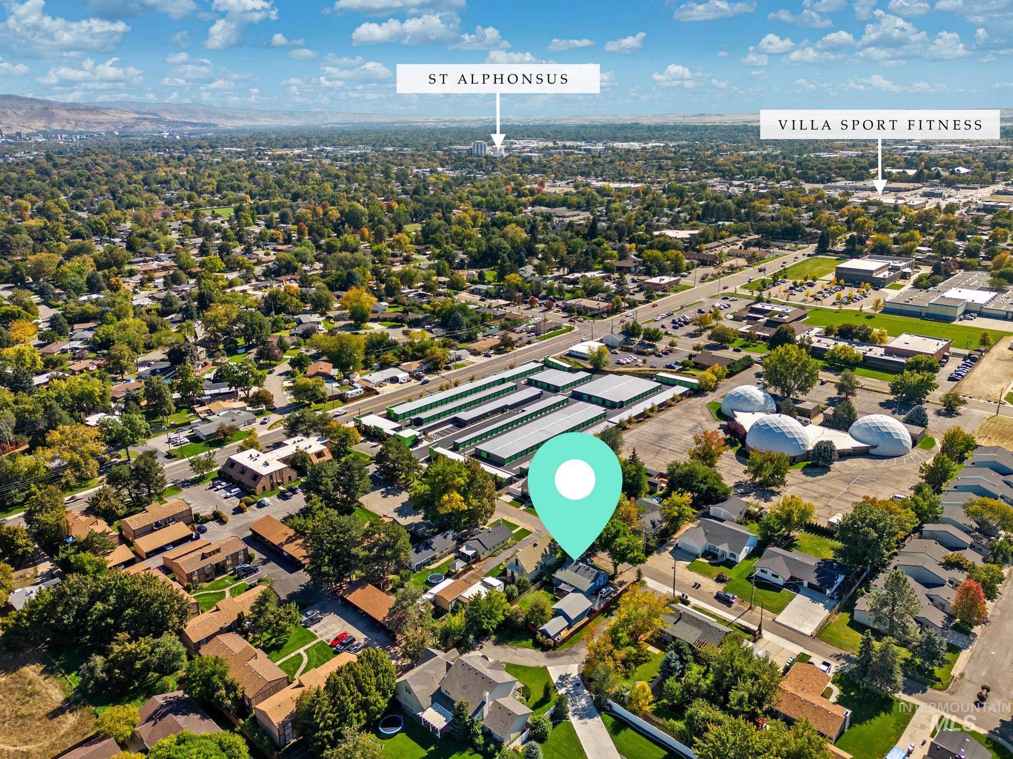 Aerial view of residential area
