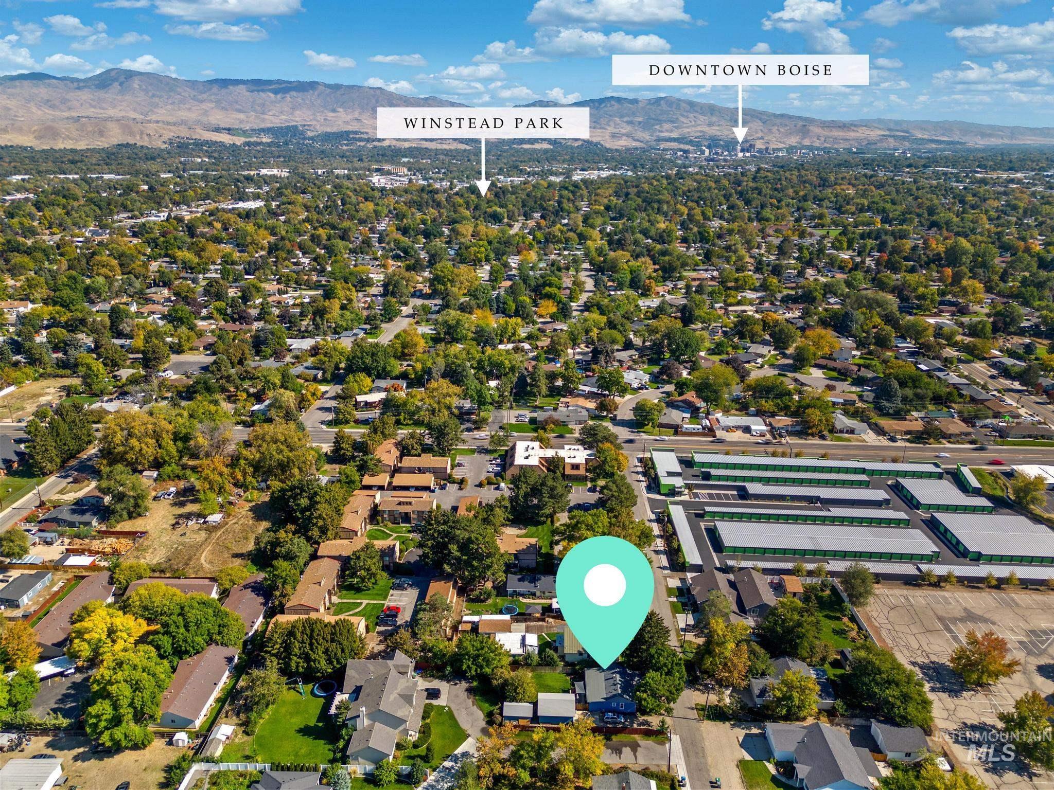 Drone / aerial view of a mountain backdrop