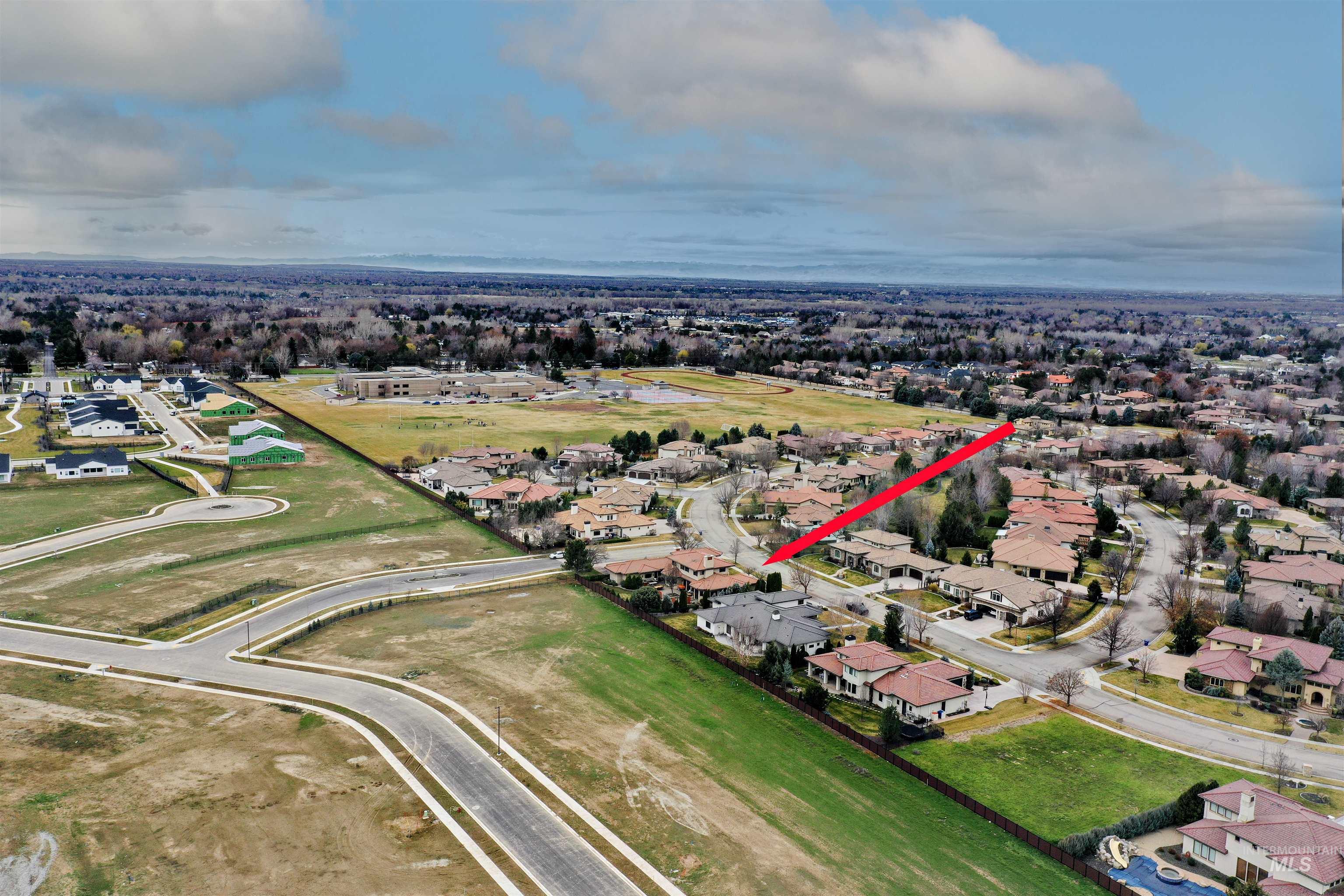 Aerial perspective of suburban area