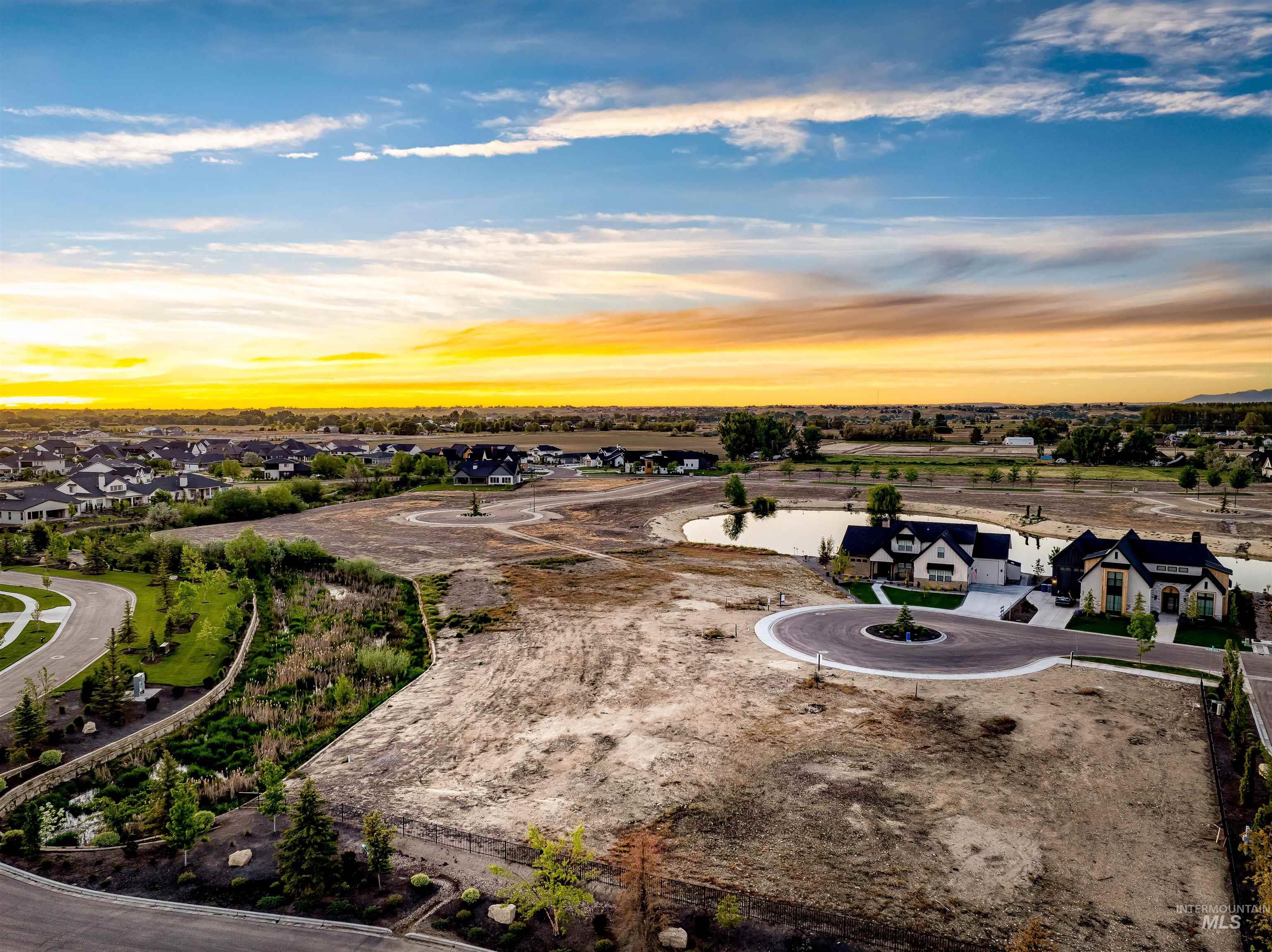 Aerial perspective of suburban area