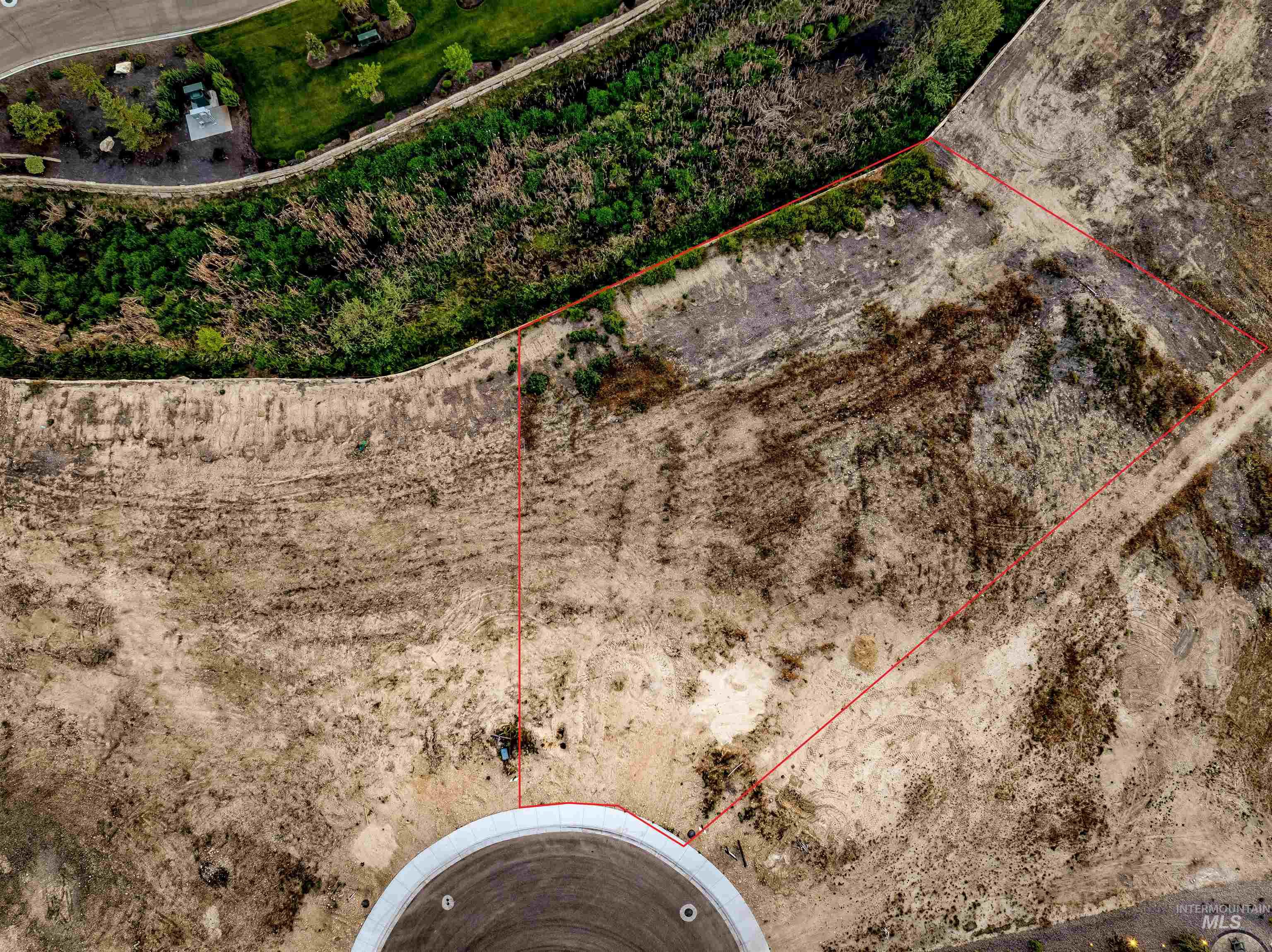 Overview of rural landscape with property boundaries highlighted