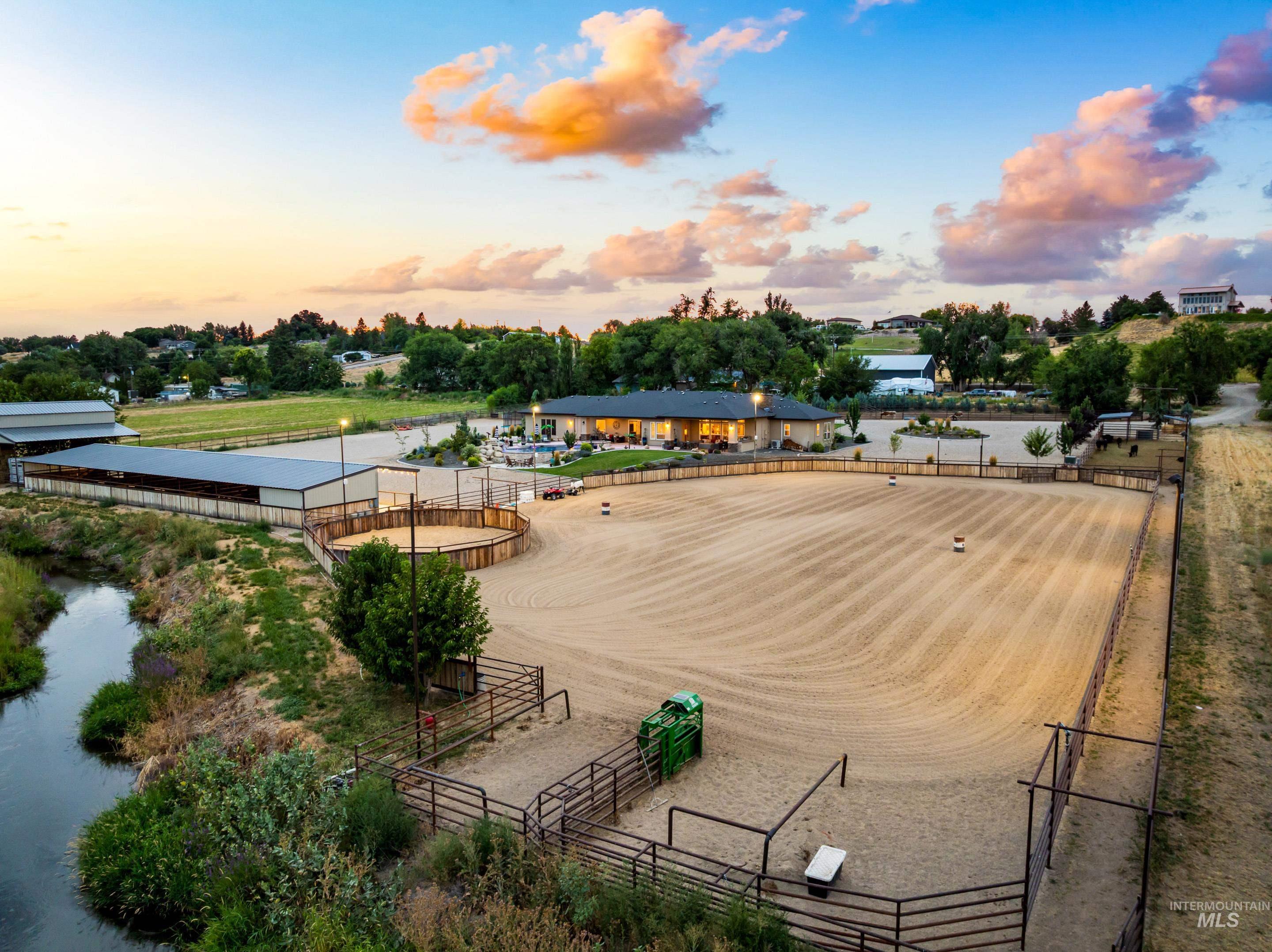 View of community with an enclosed riding area