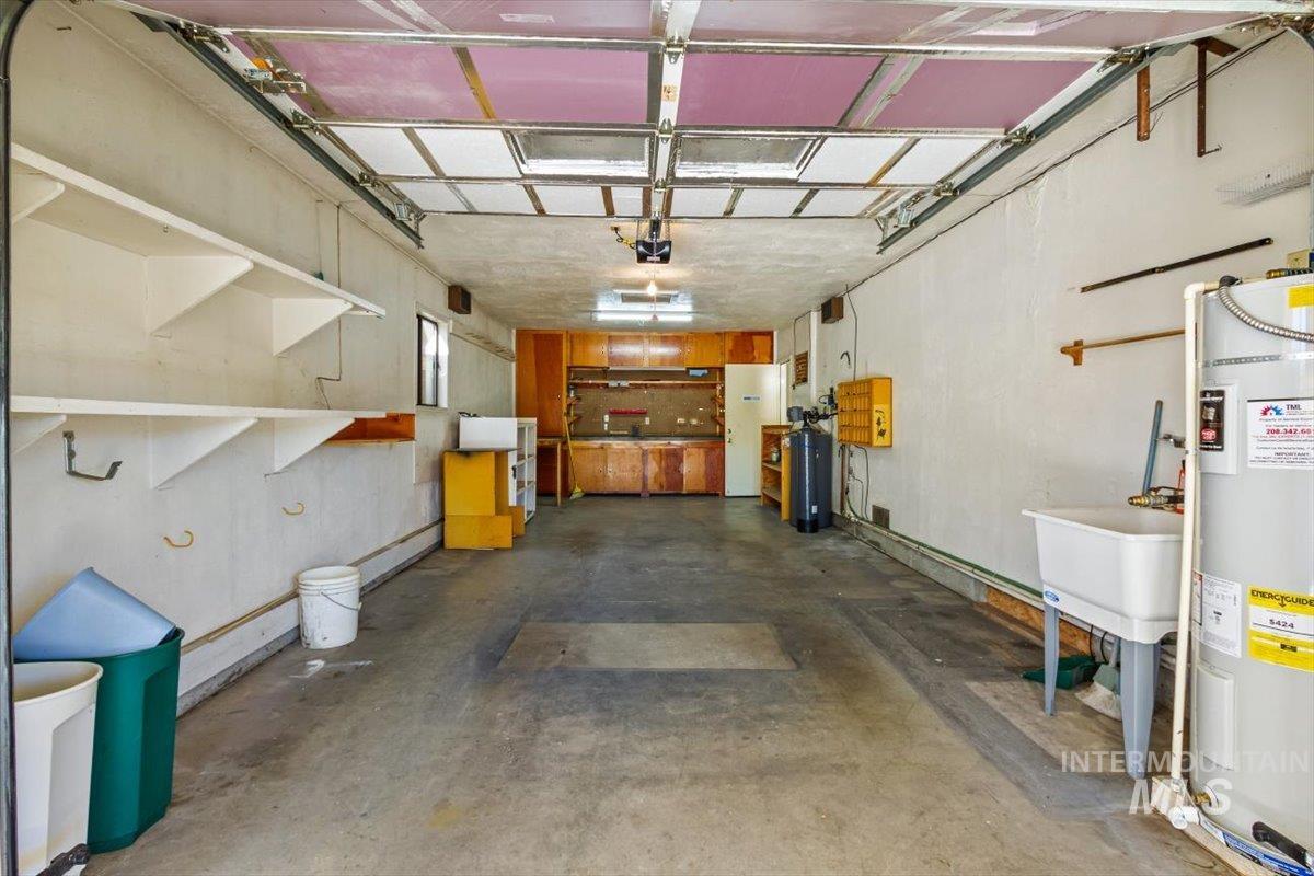 Garage with electric water heater