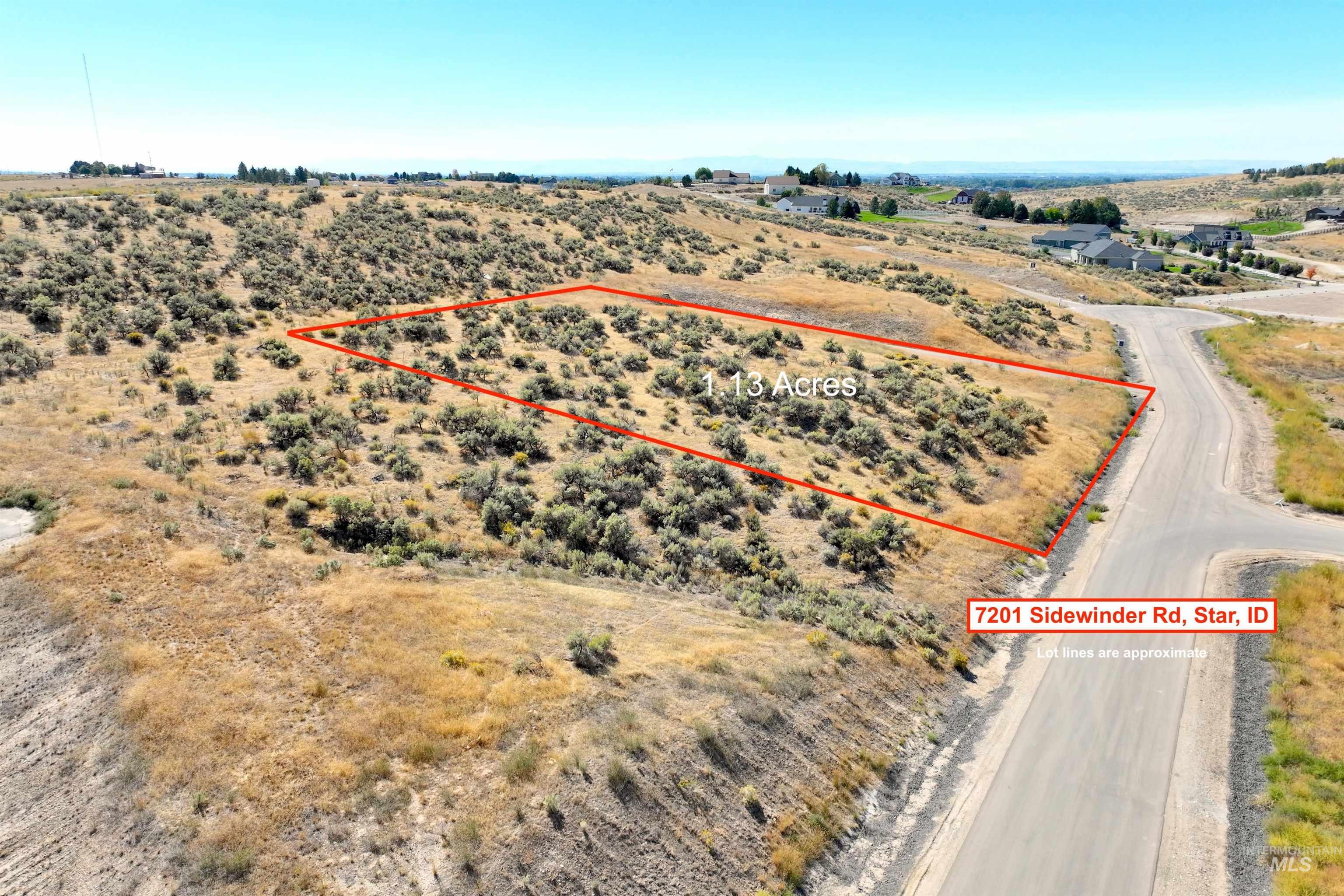 Overview of rural landscape with property parcel outlined