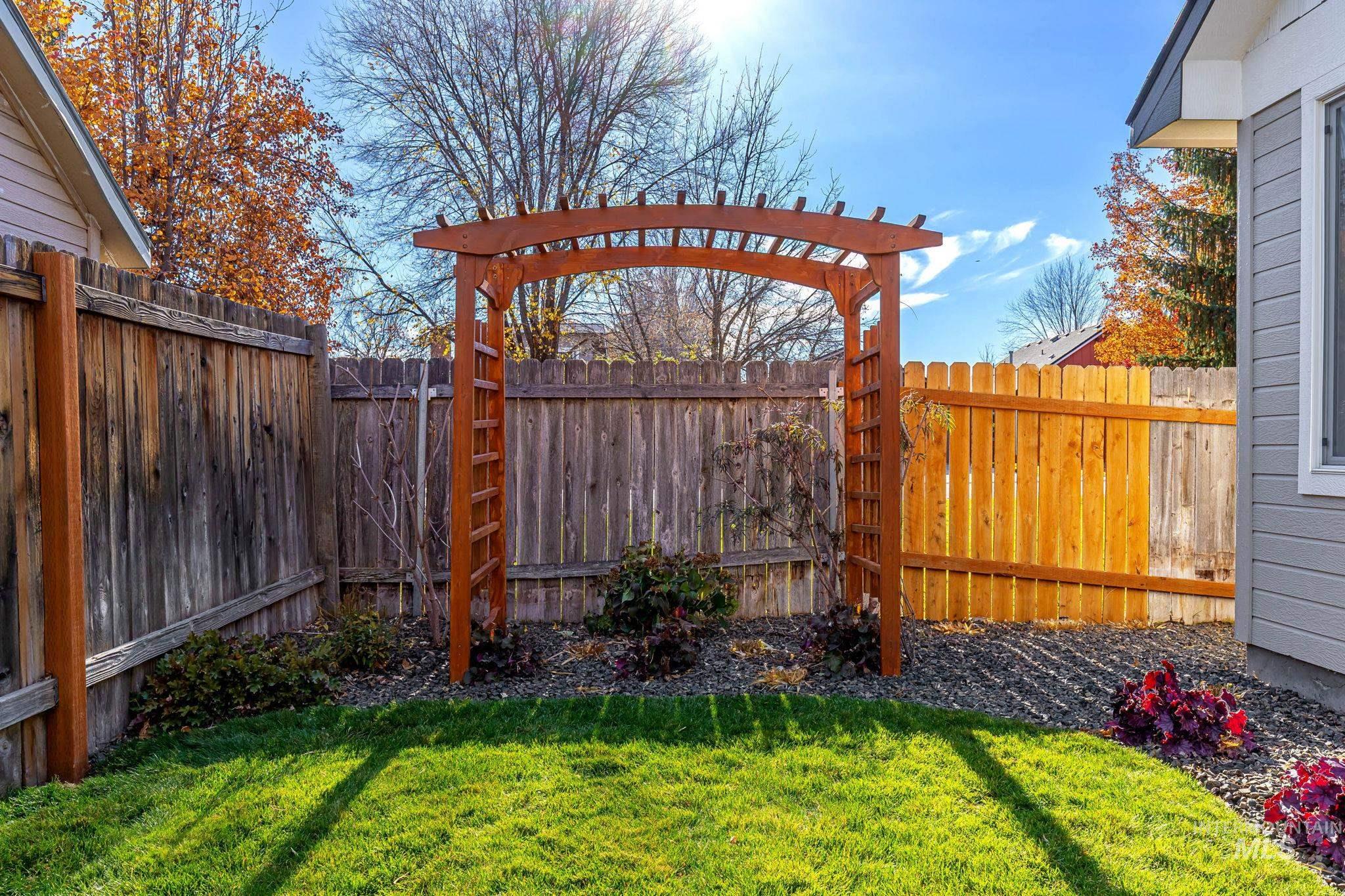 View of fenced backyard