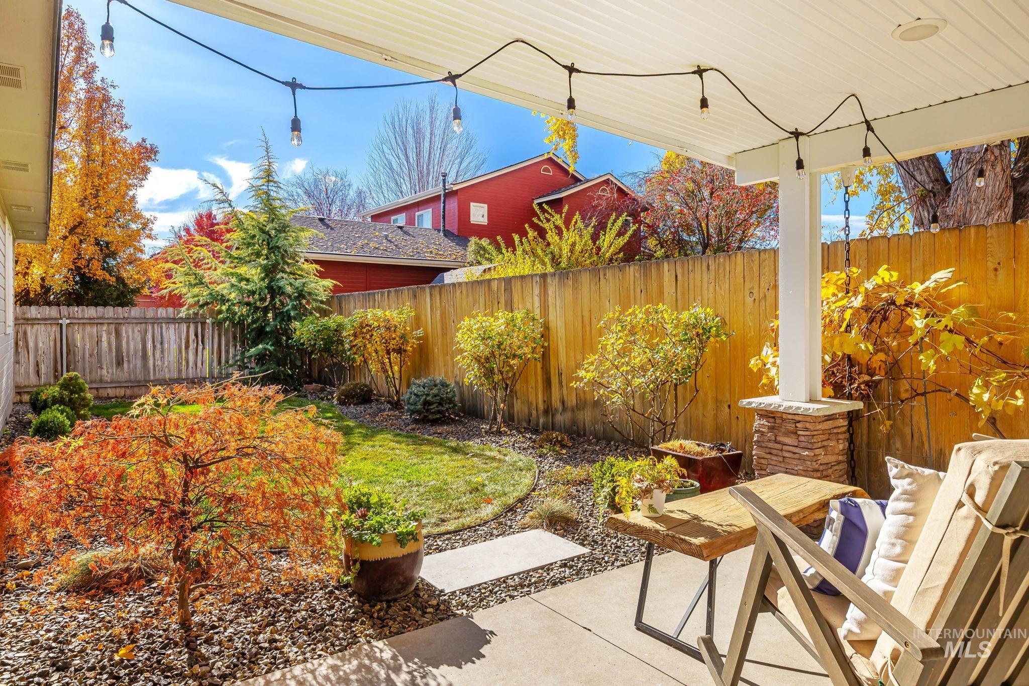 Fenced backyard featuring a patio