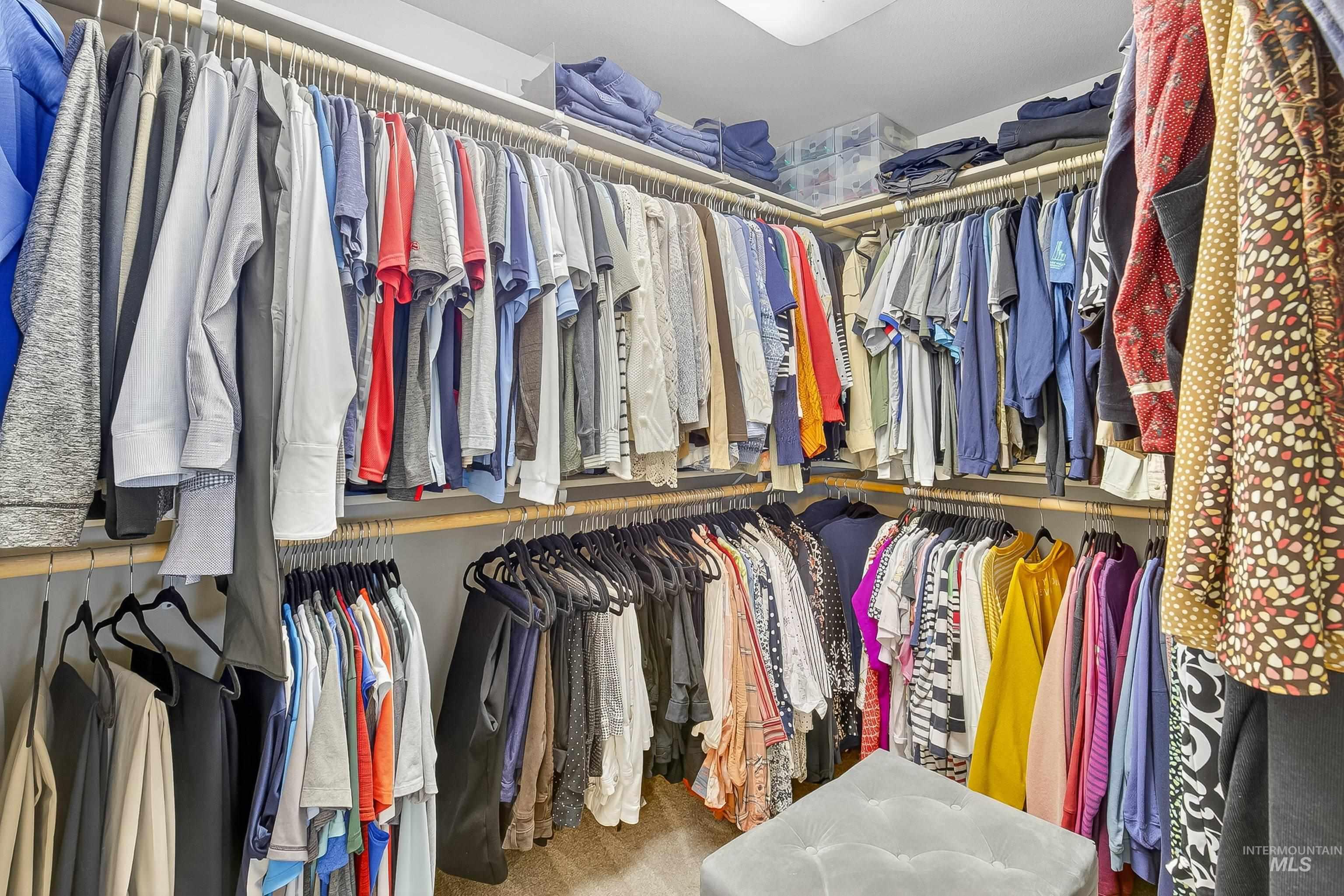 Walk in closet with carpet