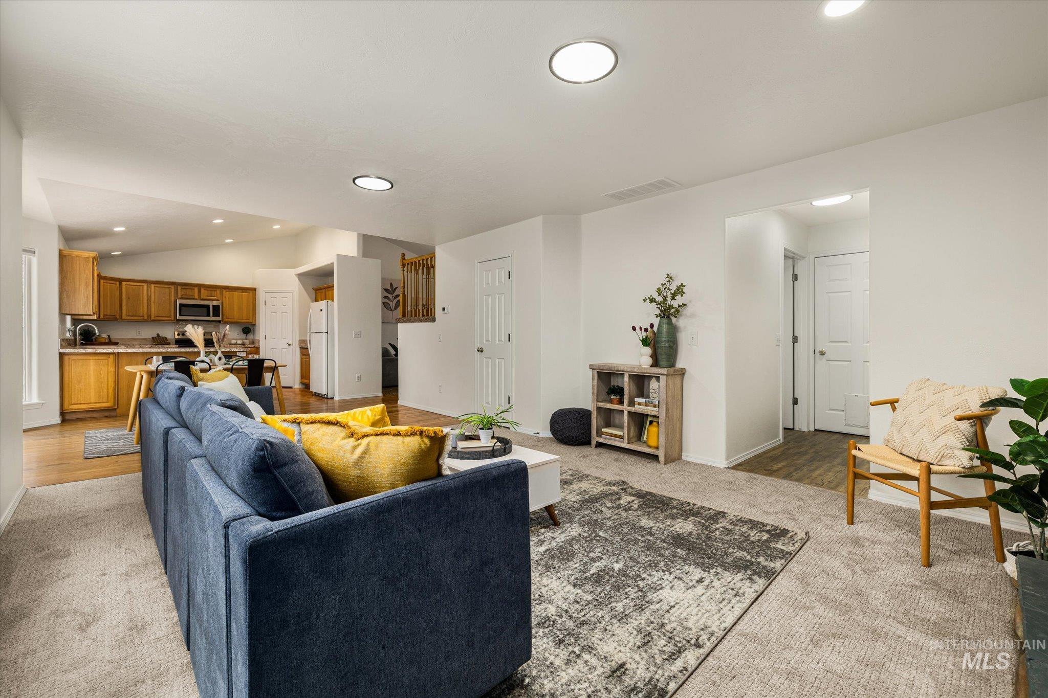Living room with recessed lighting