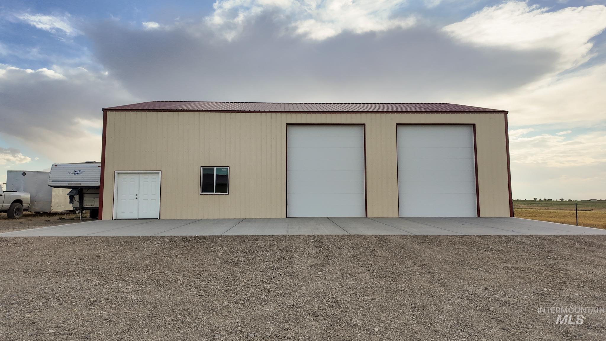 View of detached garage
