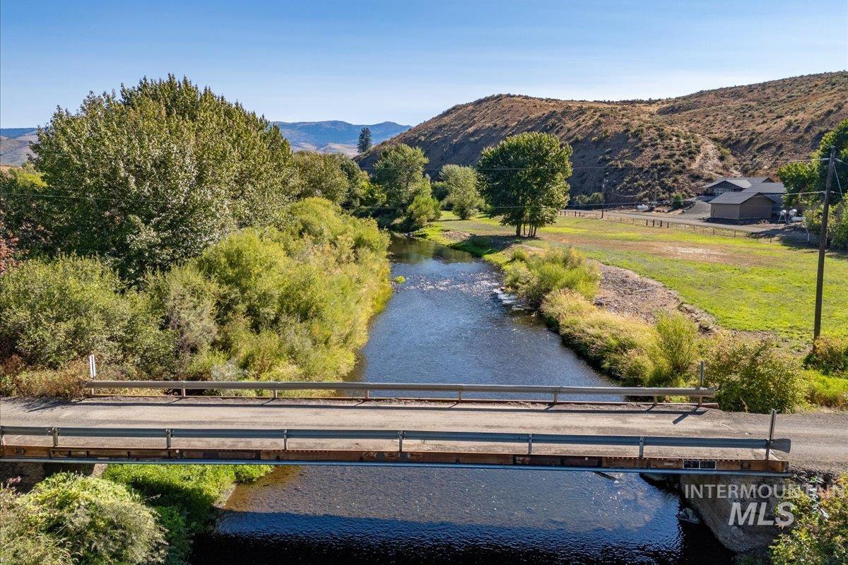 View of mountain background with a nearby body of water