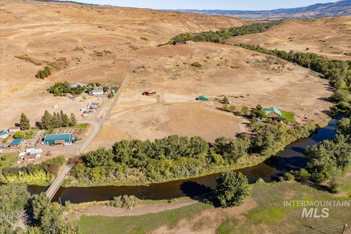 Aerial overview of property's location with rural landscape