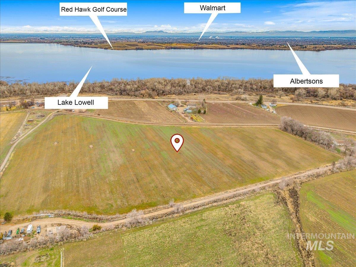 Aerial view of a large body of water