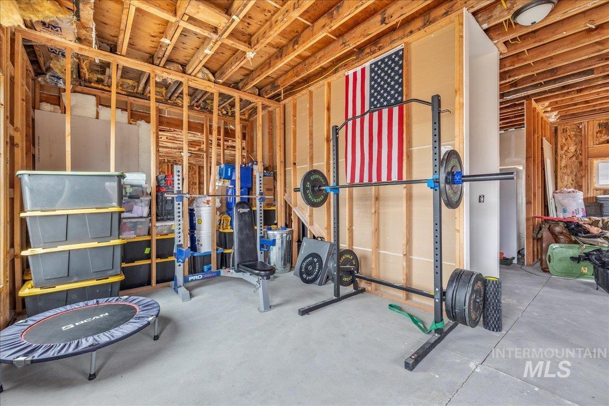 Workout room with concrete floors