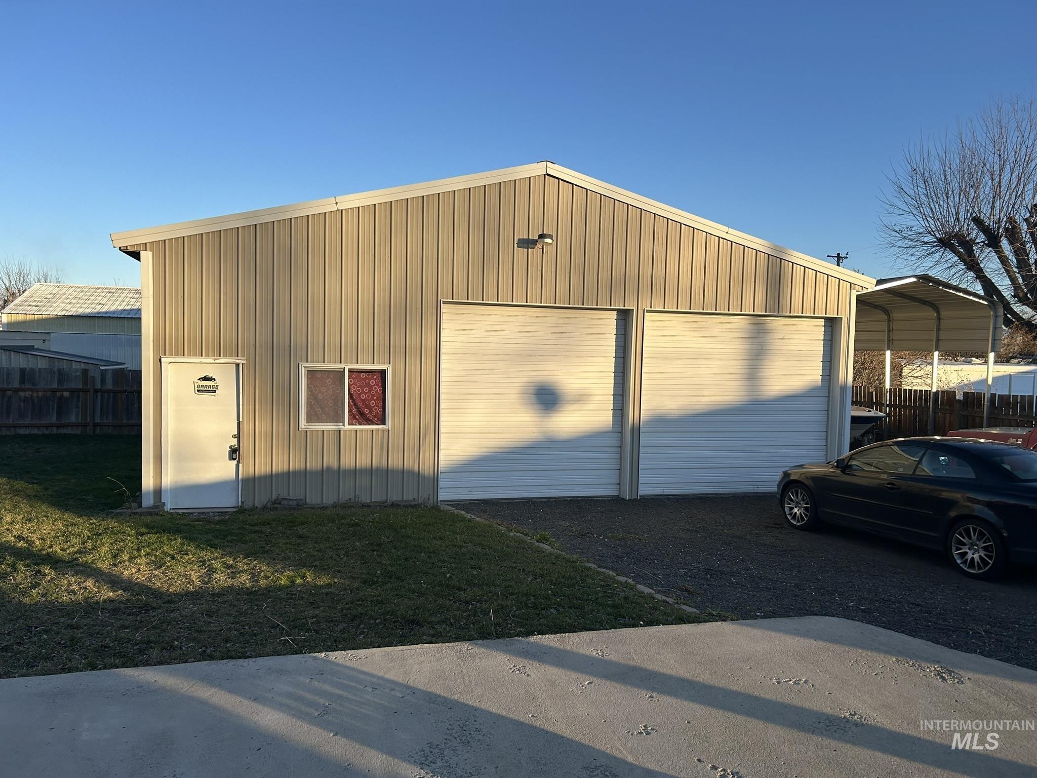 View of detached garage