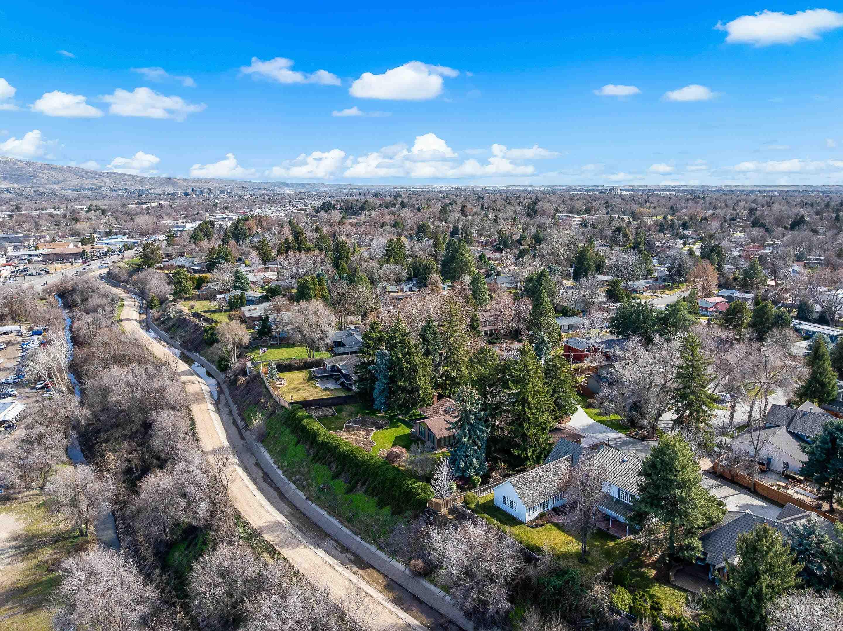 Aerial perspective of suburban area