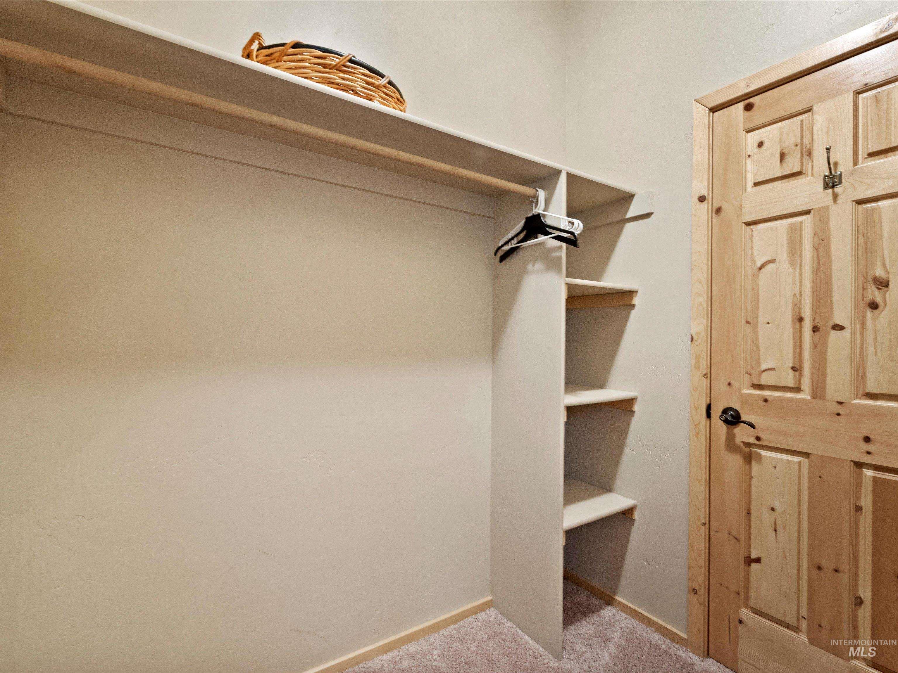 Walk in closet featuring carpet flooring