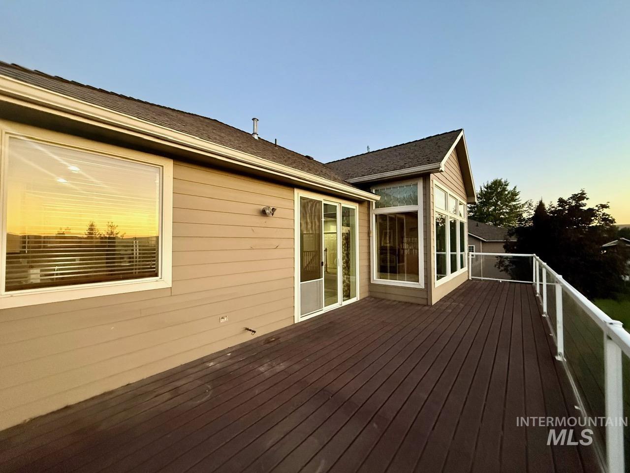 View of deck at dusk