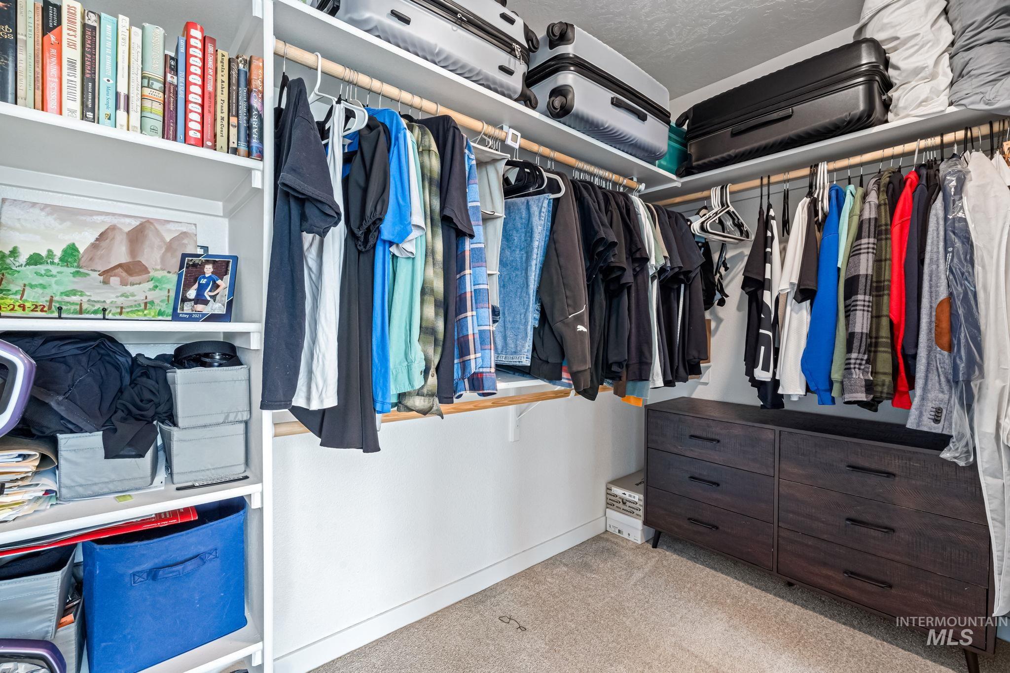 Walk in closet featuring carpet