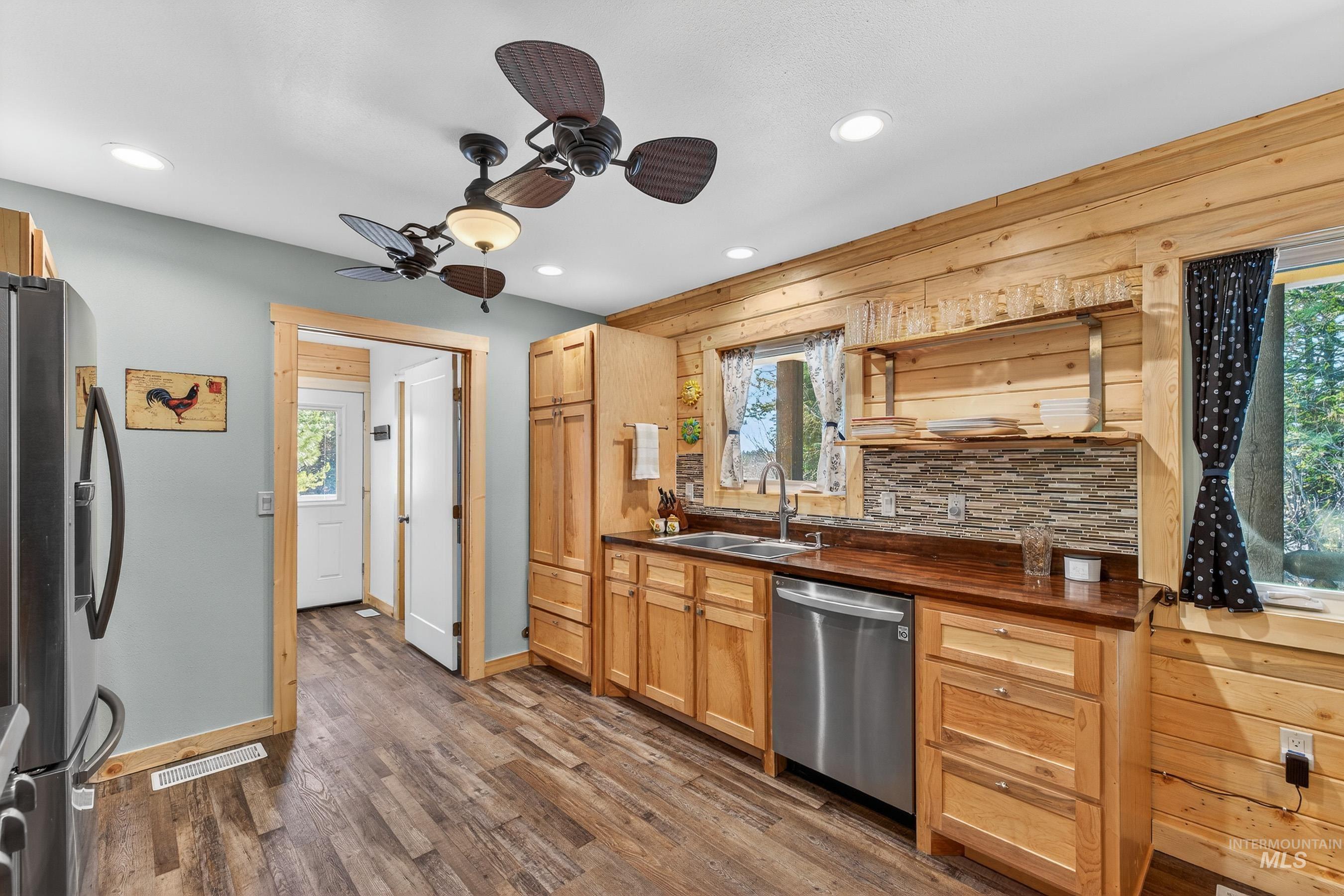 Kitchen has a lovely wooded view