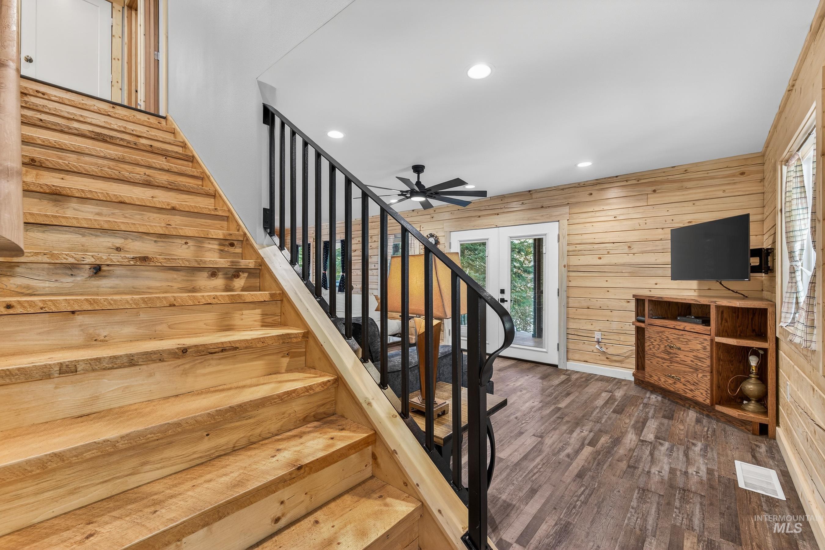 Beautiful solid wood steps with rough sawn accents