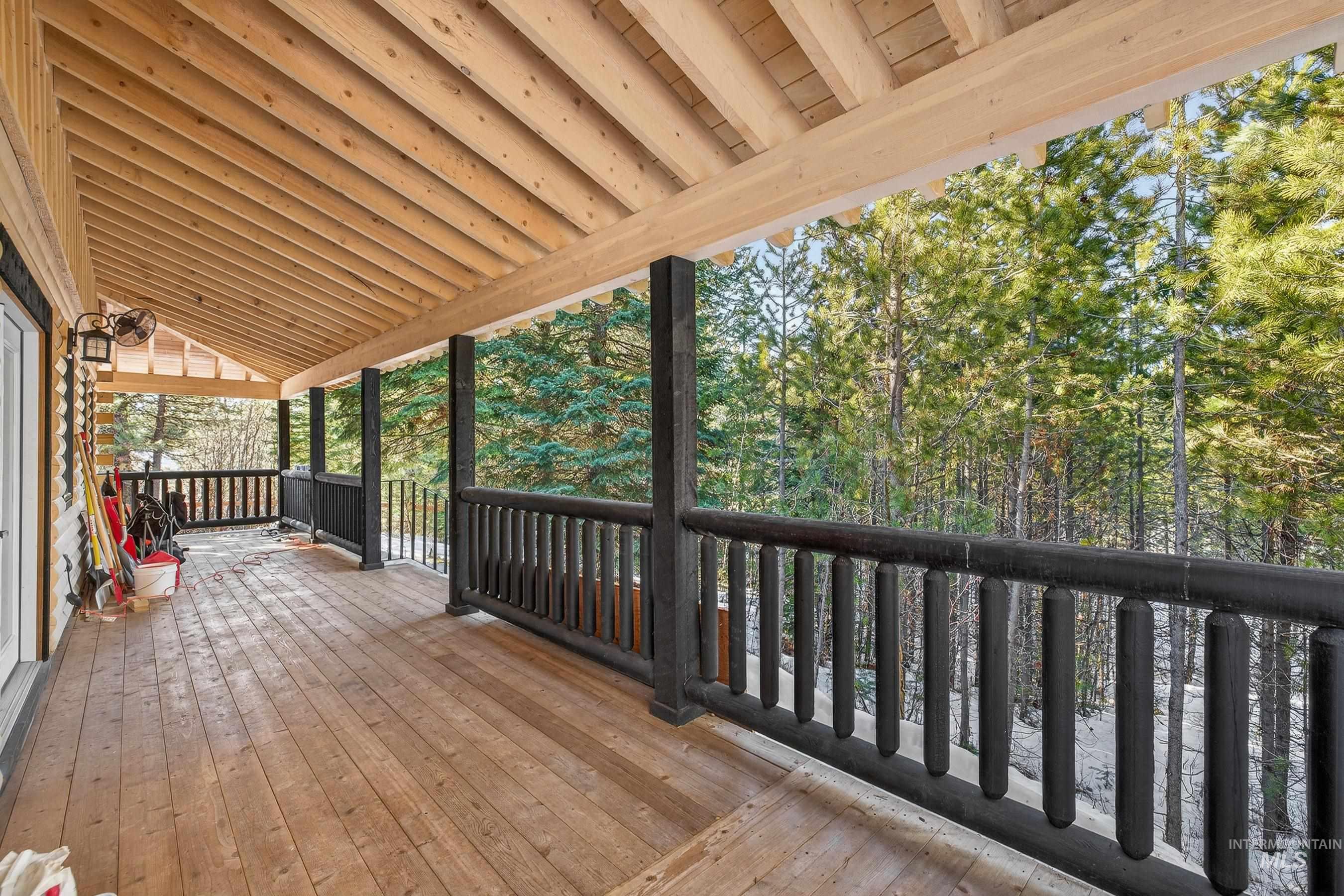 Porch overlooking the open space behind the house