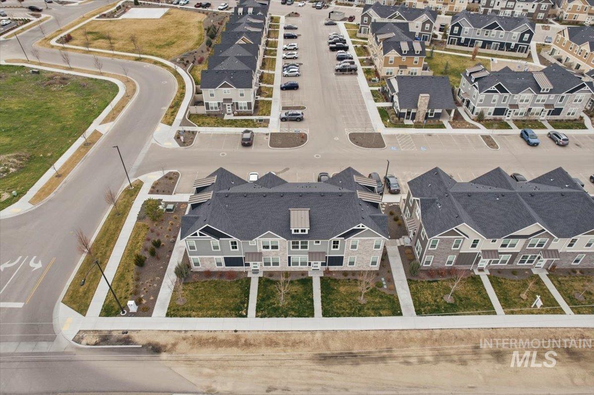 Aerial perspective of suburban area