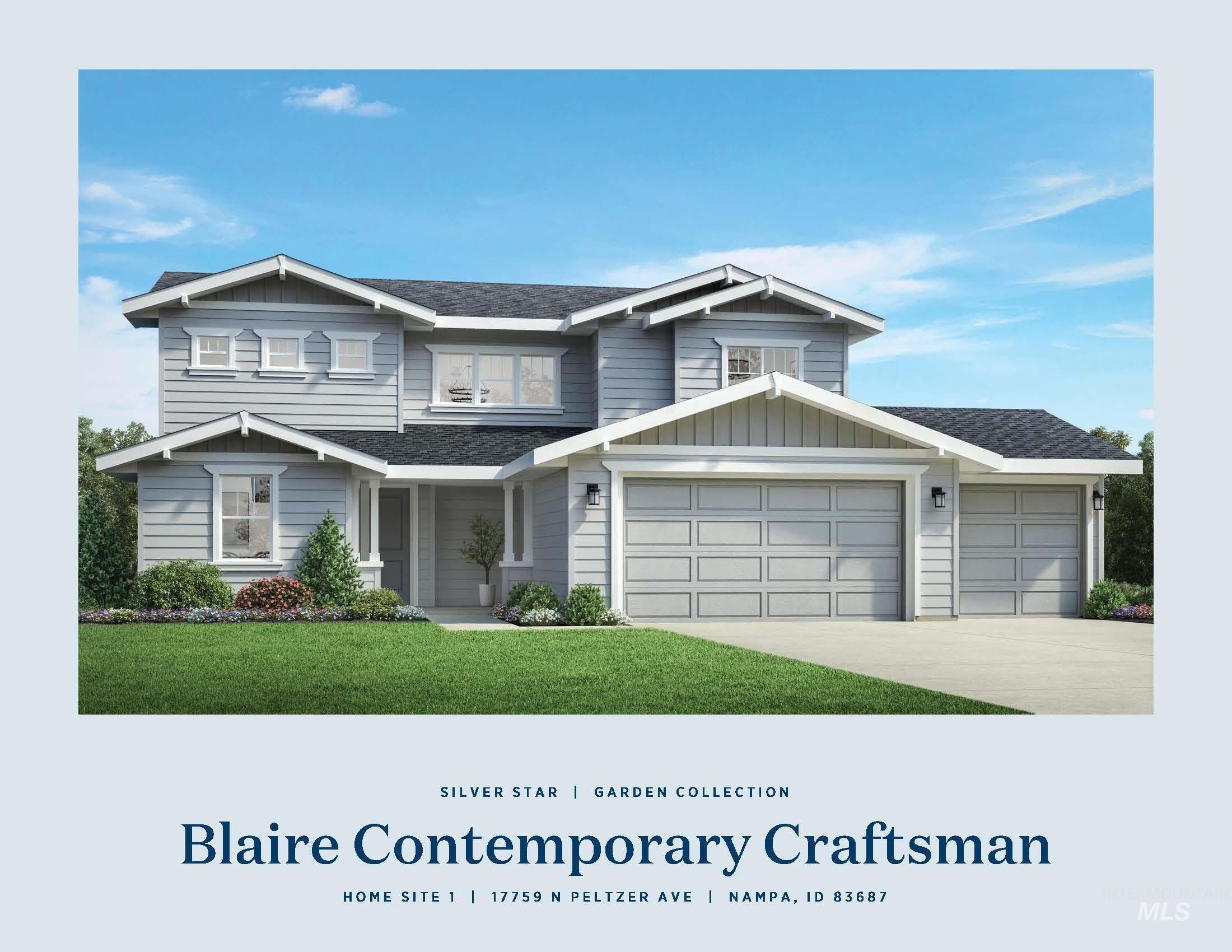 View of front facade with roof with shingles, a front yard, concrete driveway, an attached garage, and board and batten siding