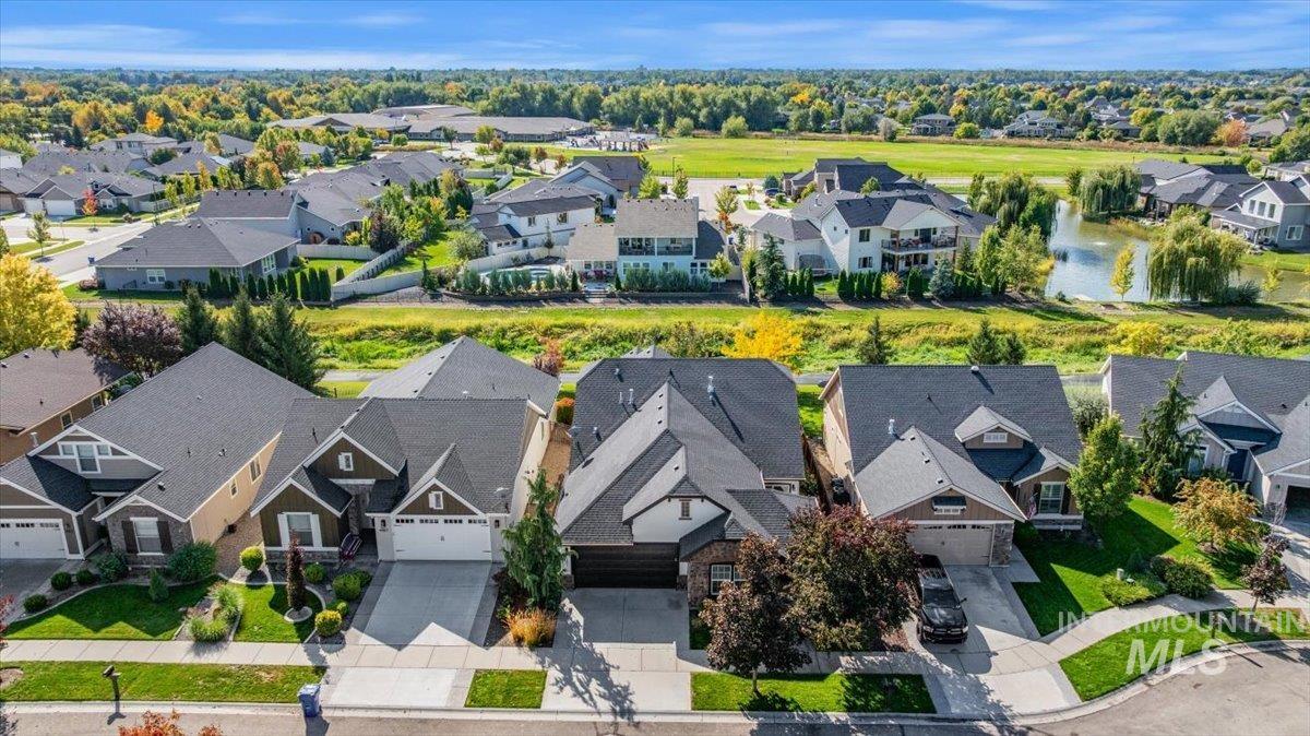 Aerial perspective of suburban area