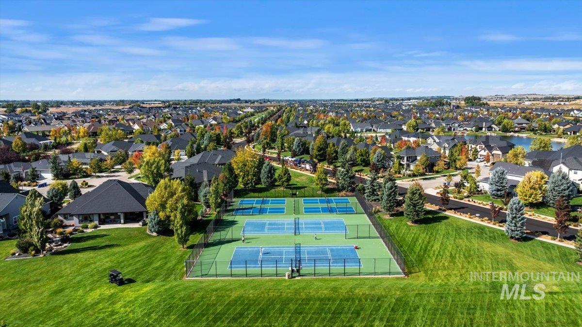 Aerial perspective of suburban area