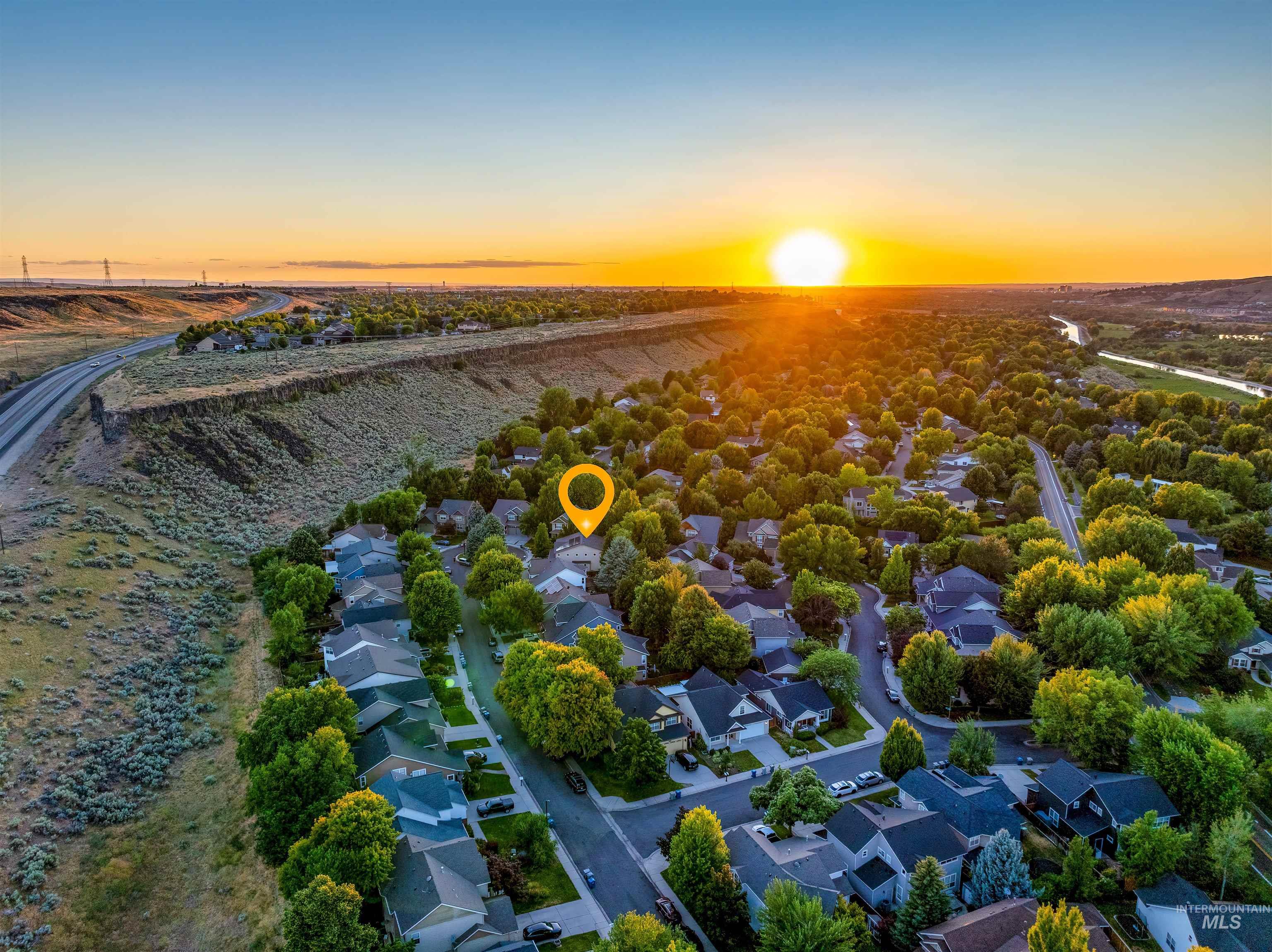 Aerial view of residential area