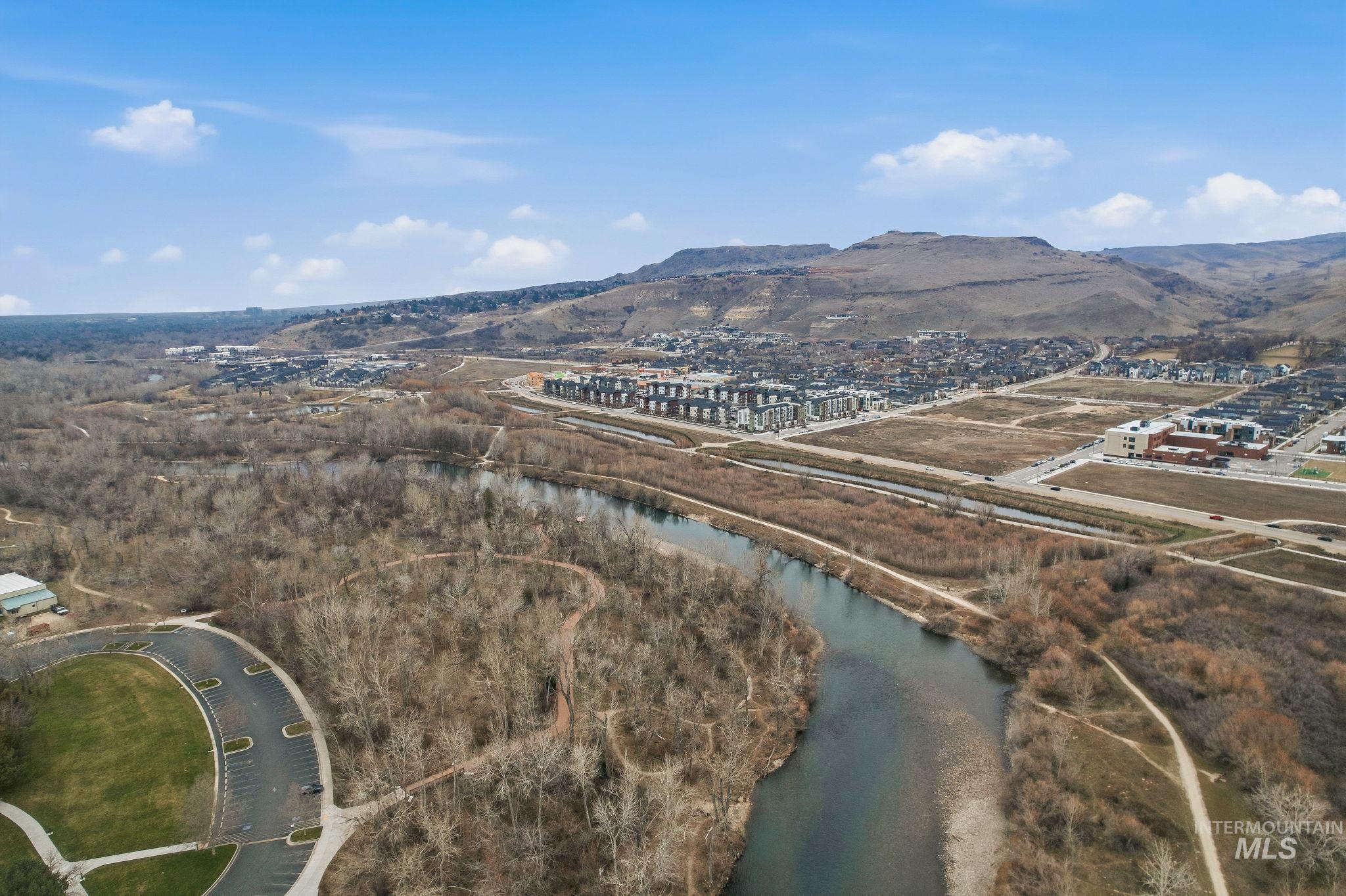 Drone / aerial view of a water and mountain view