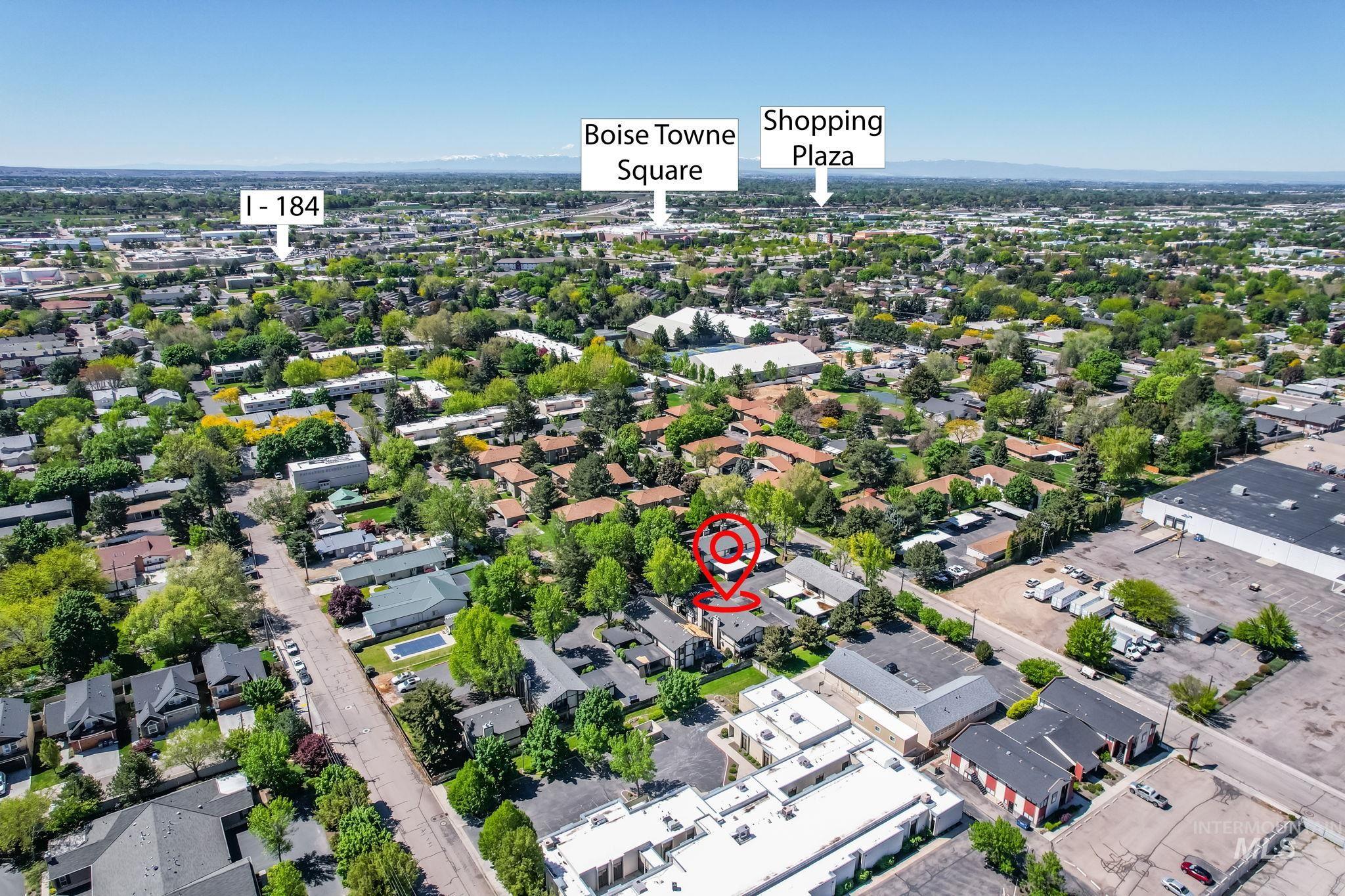 Aerial view of residential area