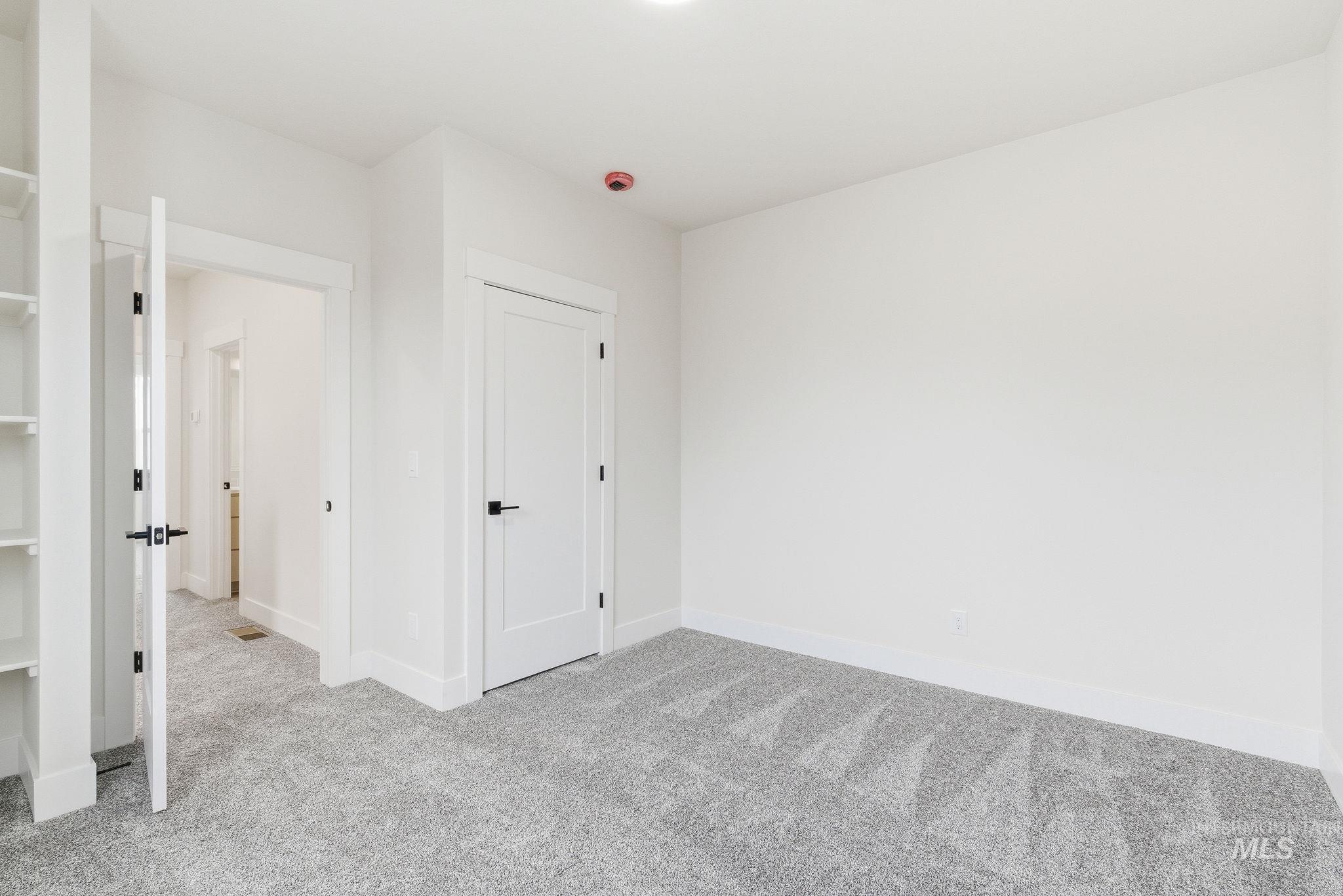 Unfurnished bedroom with carpet flooring and a closet
