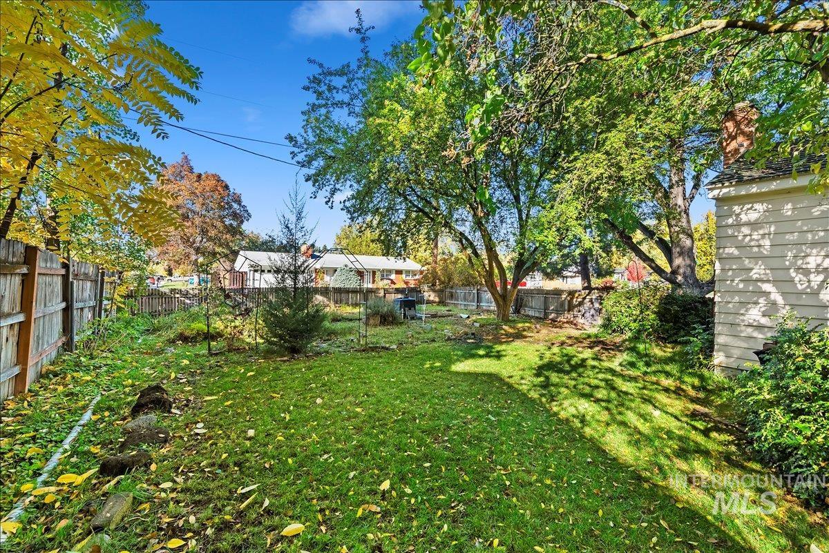 View of fenced backyard