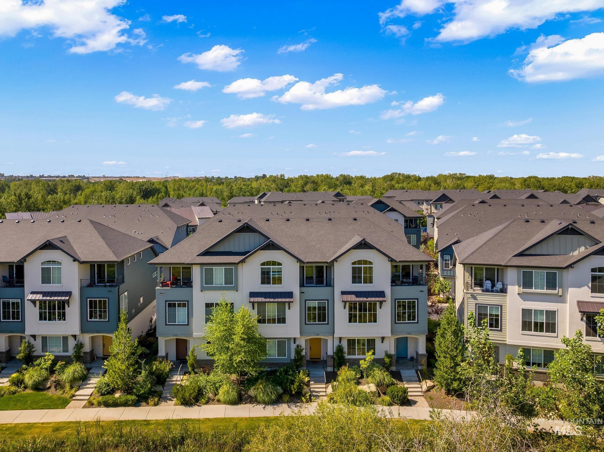 Aerial perspective of suburban area