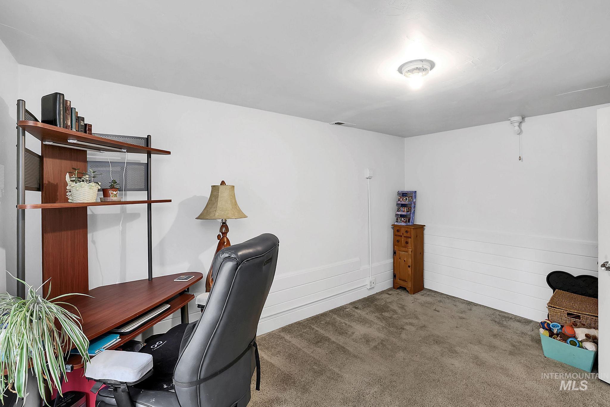 Office space with carpet flooring