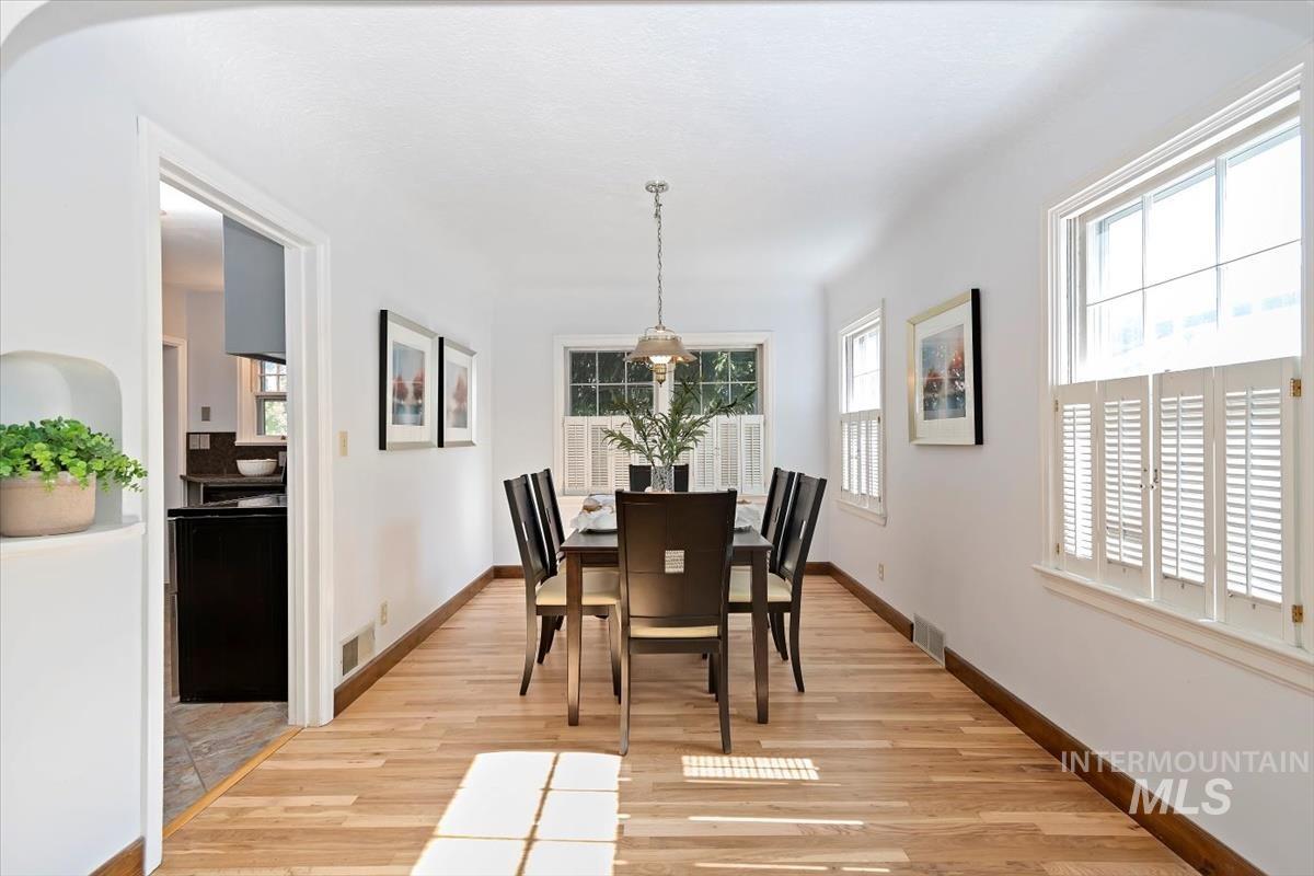 Dining area featuring healthy amount of natural light and light wood-style floors
