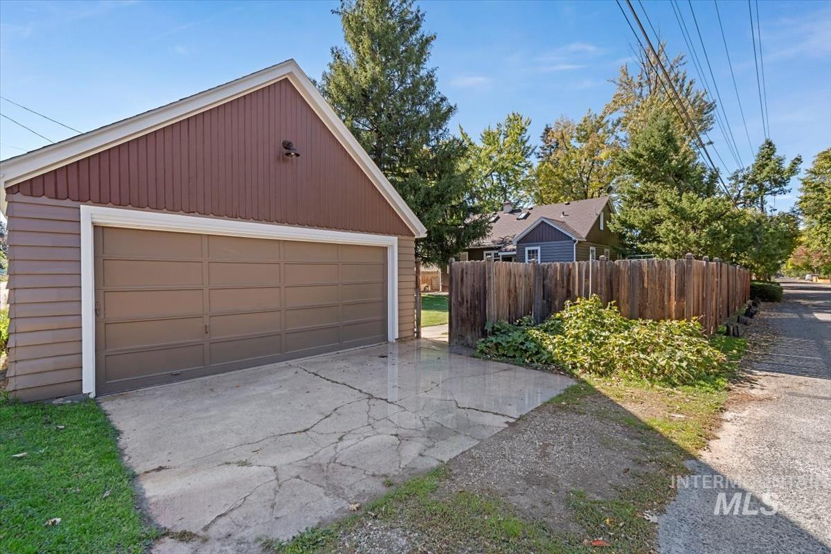 View of detached garage