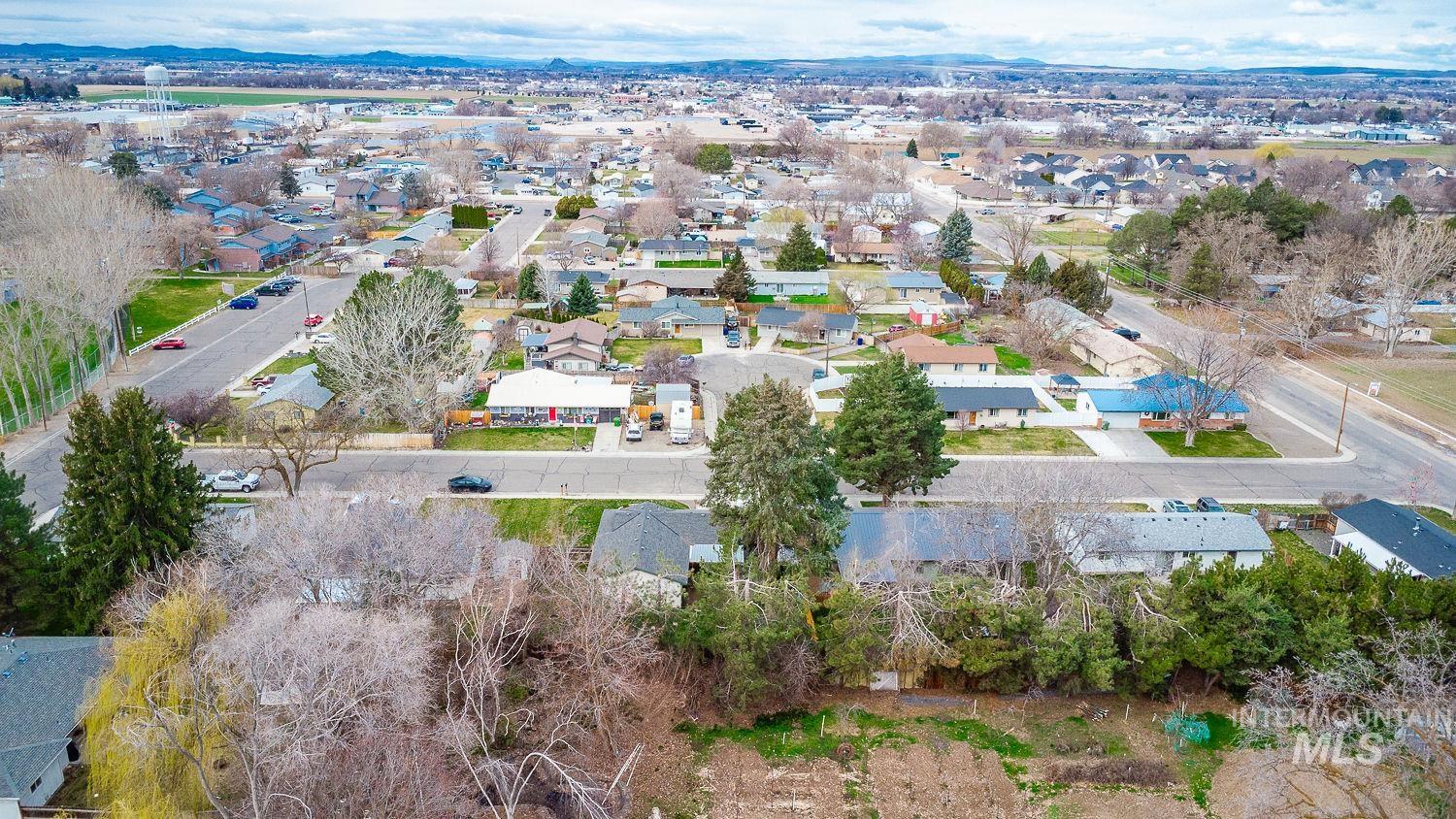 Aerial perspective of suburban area