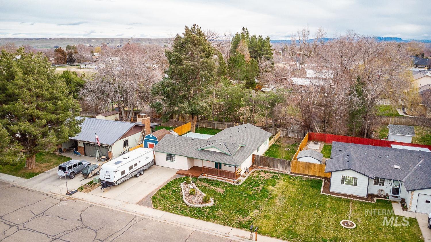 Aerial perspective of suburban area