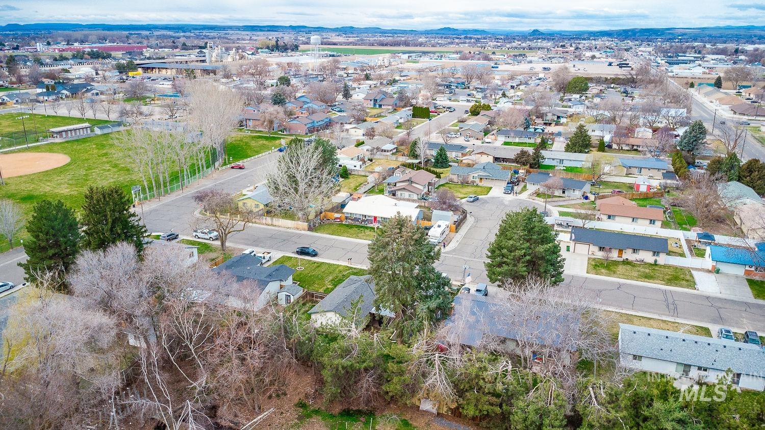 Aerial view of residential area