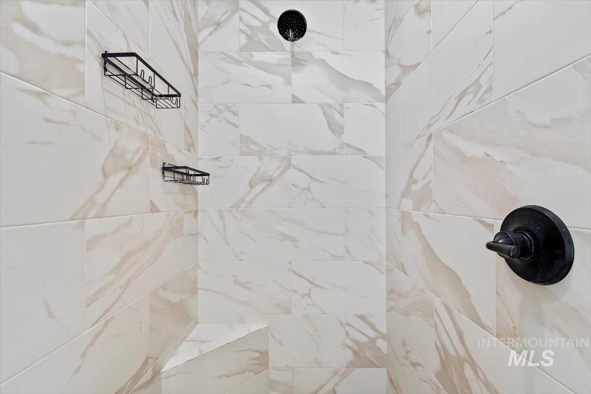 Detailed view of tiled shower