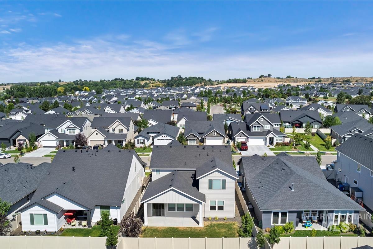 Aerial perspective of suburban area