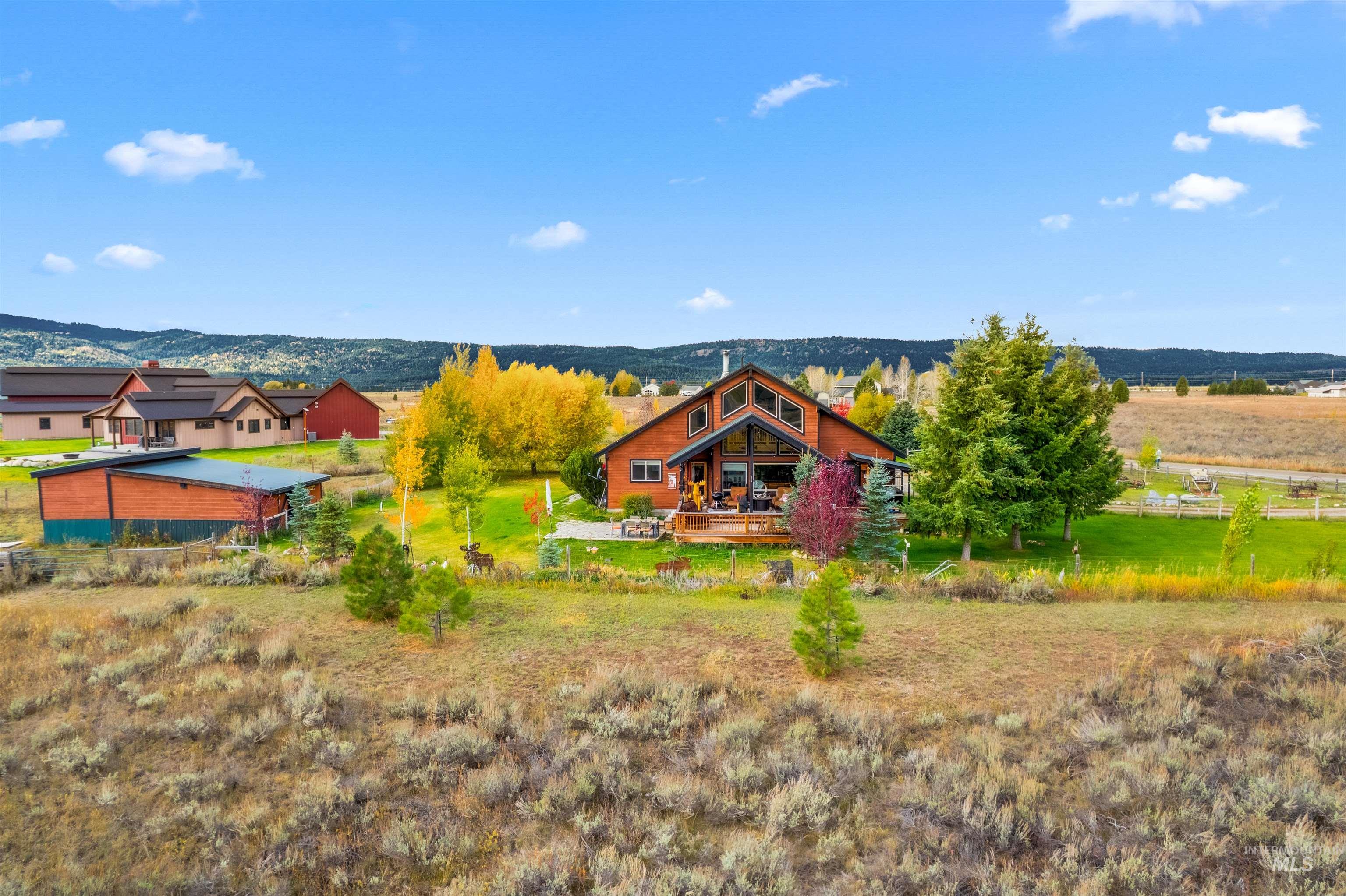 Aerial view of sparsely populated area featuring mountains
